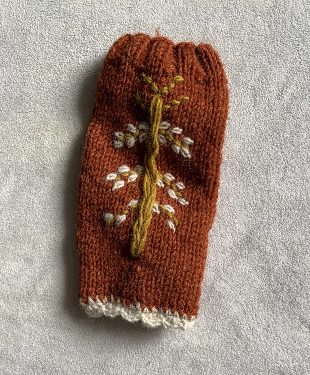 Pulswärmer 'Tanne', rostbraun, gelb