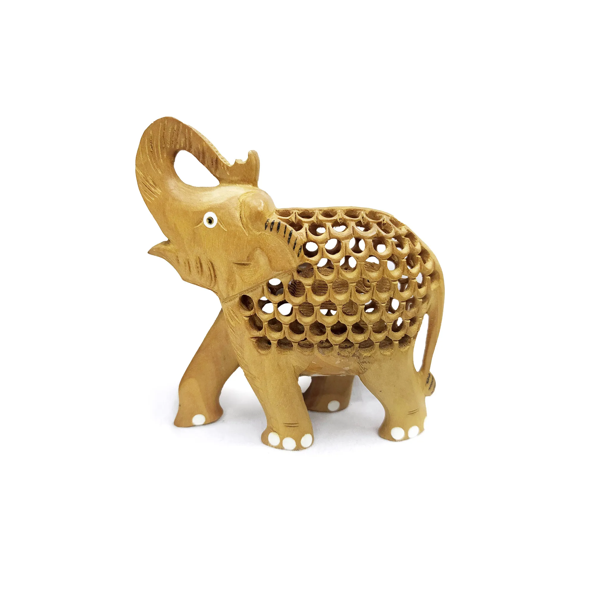 Elefant im Elefant aus Holz, natur, H 10 cm, B 9 cm, T 3,4 cm