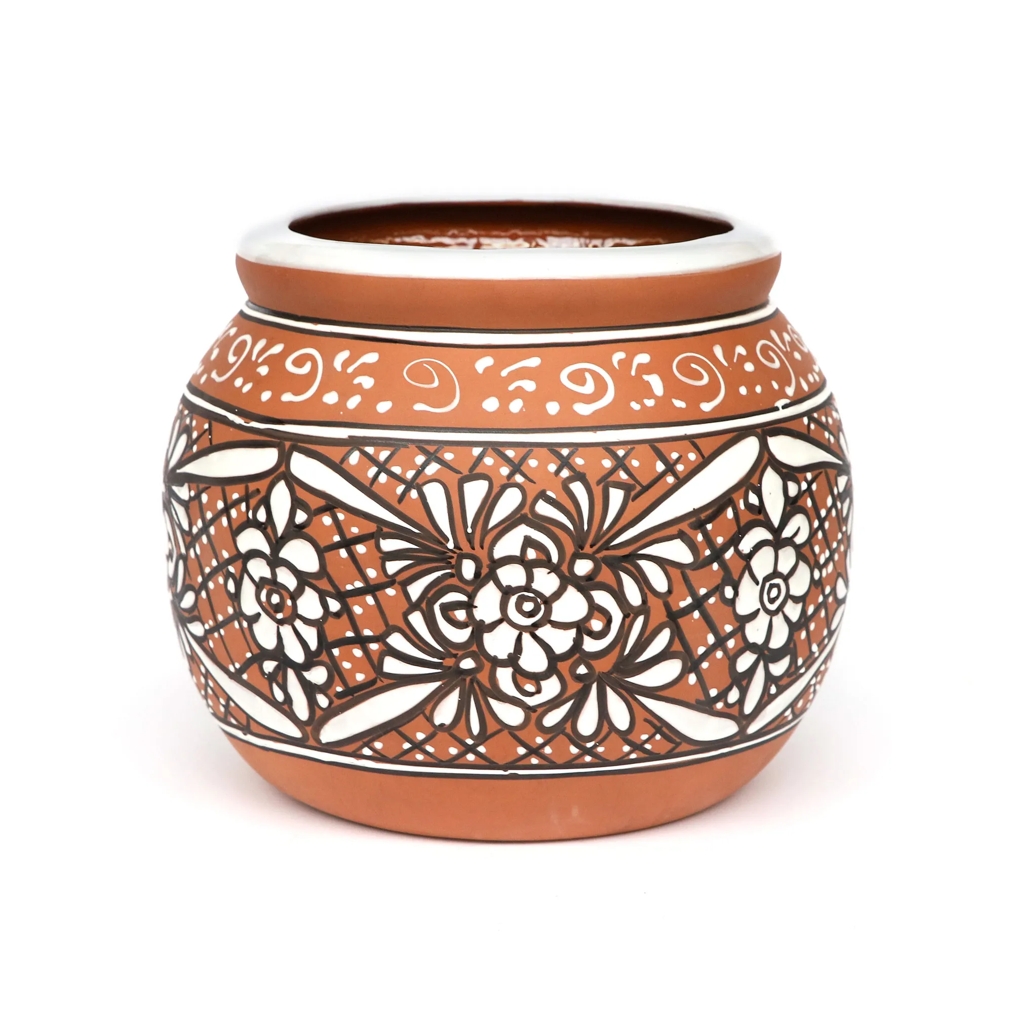 Pflanzgefäß 'Kugel', terracotta, weiß, Ø 40 cm, H 32 cm