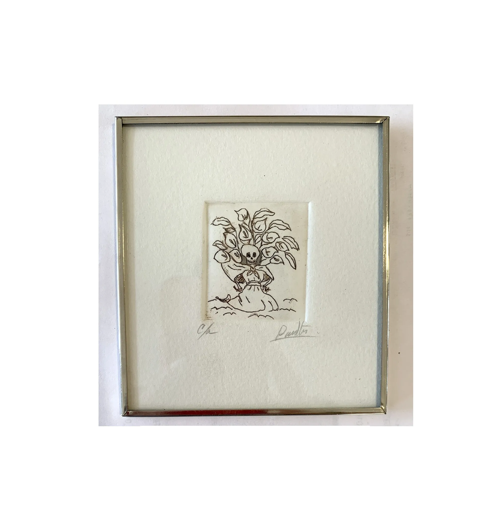 Radierung 'Alcatraces' in Rahmen, B 9,75 cm, H 10,75 cm