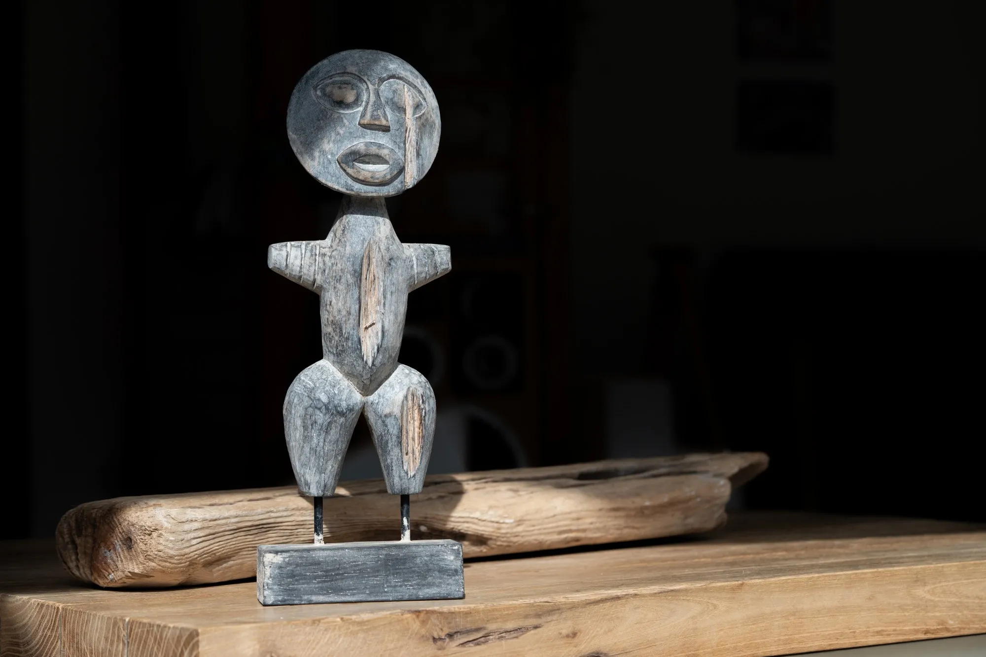 Primitive Holzskulptur S, H 37 cm, B 14 cm, L 6 cm