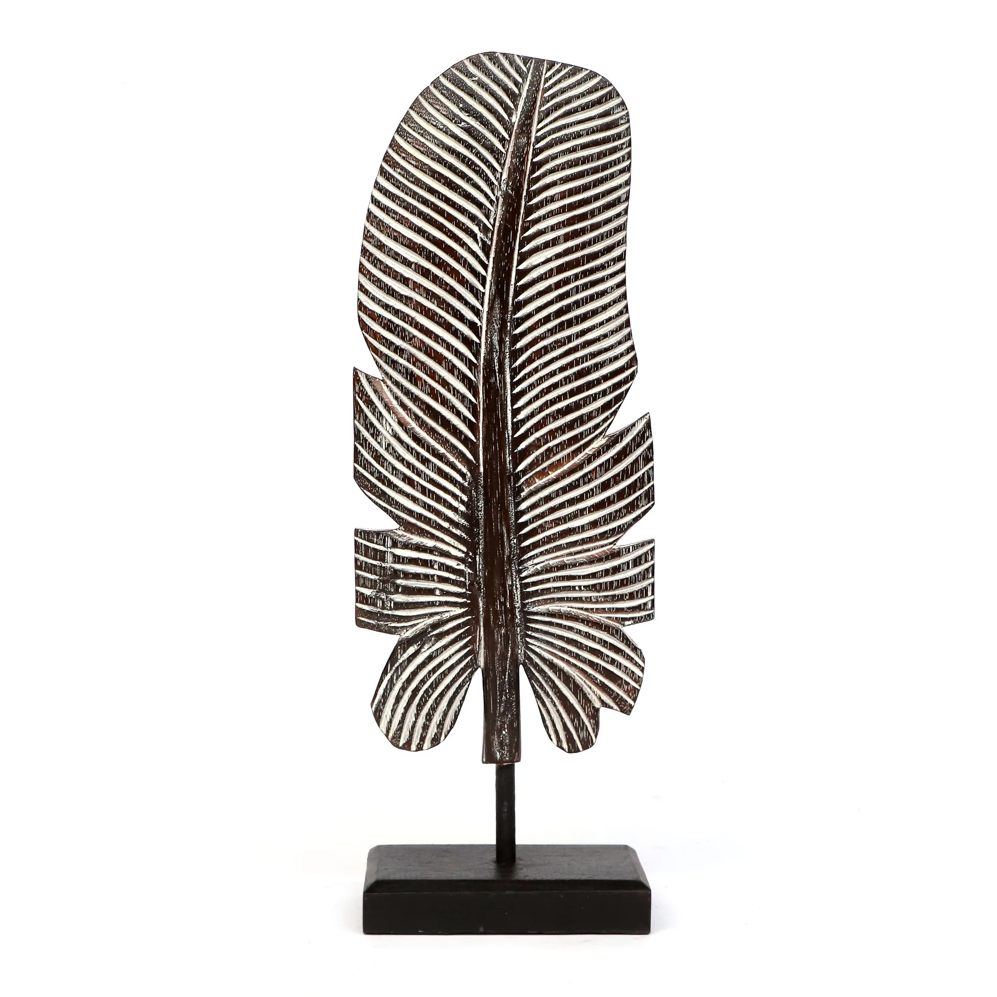 Holzskulptur 'Bananenblatt' L, braun, H 55 cm, B 20 cm, L 10 cm