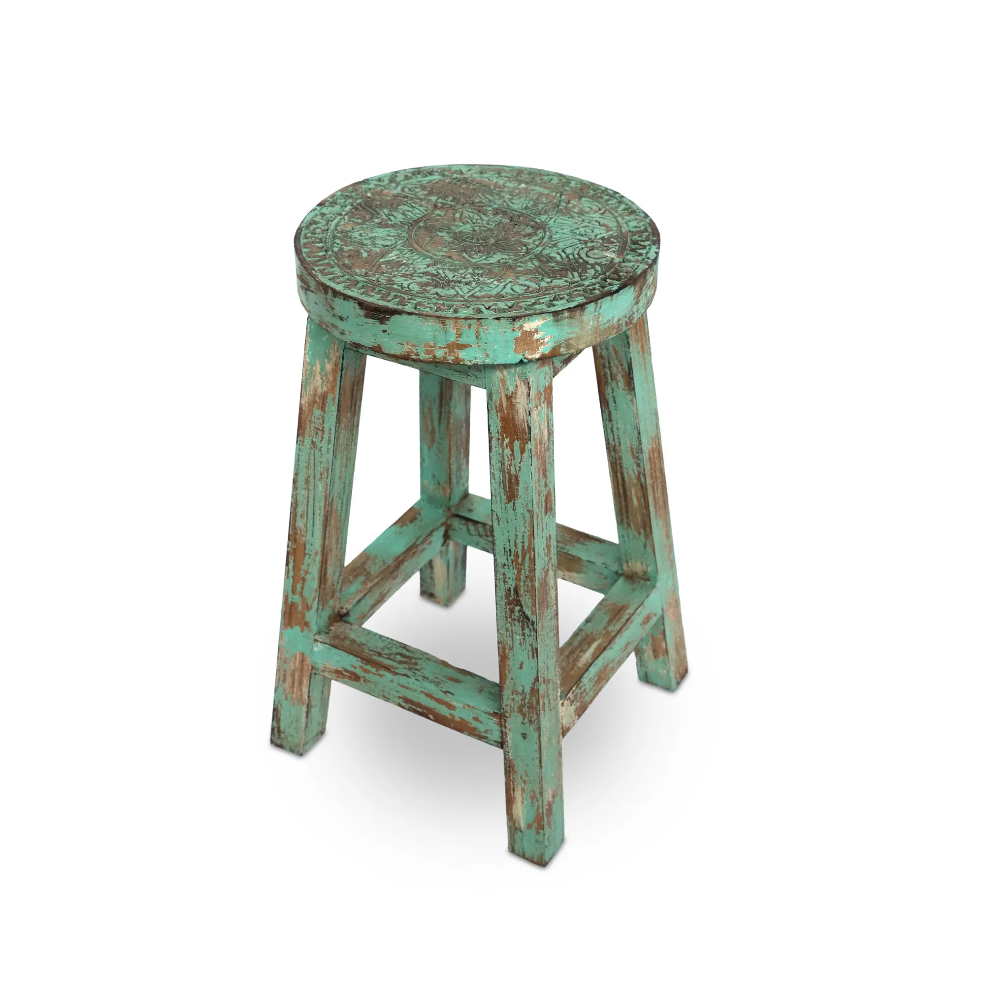 Hocker 'Primitif', grün, Ø 30 cm, H 50 cm