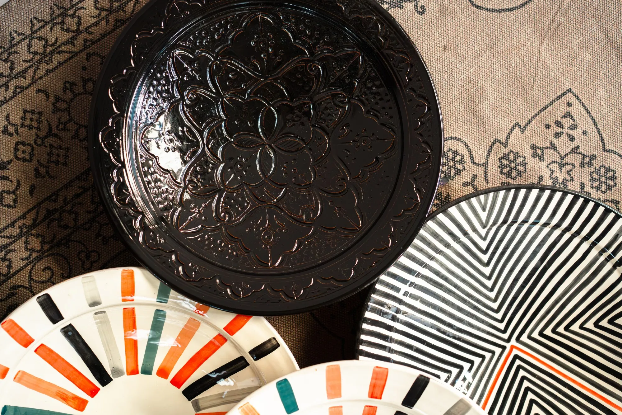 Zierteller 'Mandala' schwarz, Ø 40 cm, H 9 cm