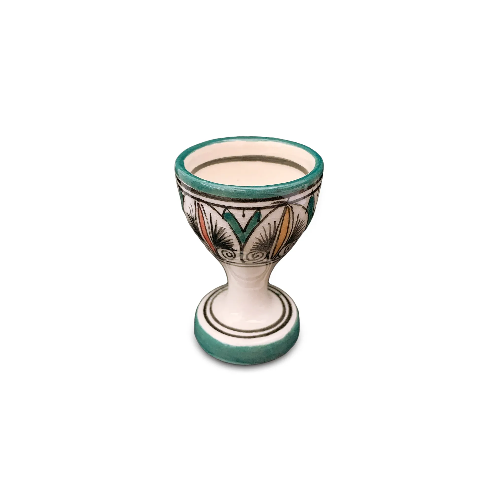 Keramik Eierbecher, grün, multicolor, H 7 cm, Ø 5 cm