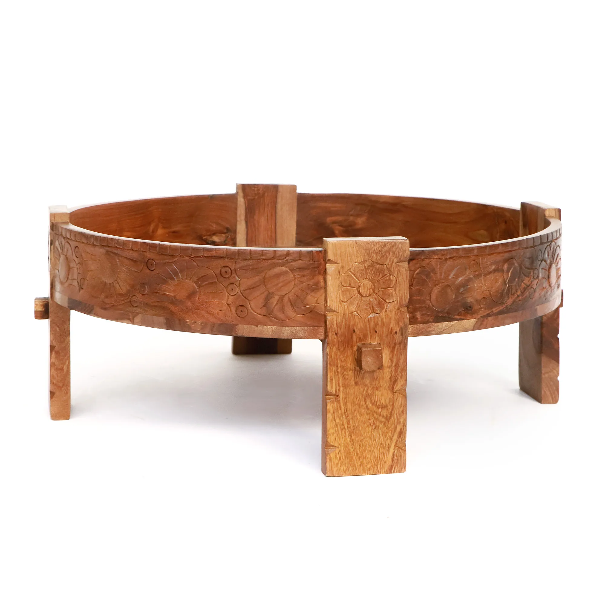 Couchtisch 'Grinder', Sheesham natur, Ø 72 cm, H 28 cm