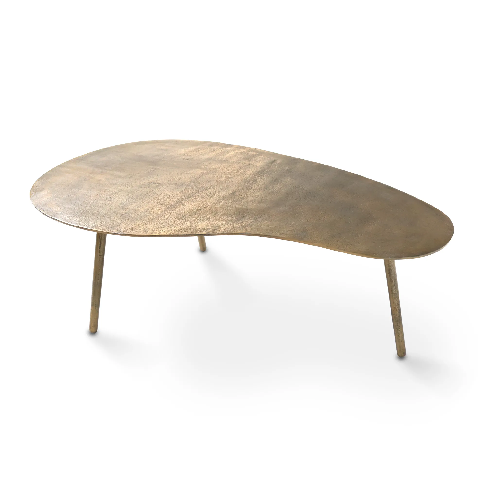 Nierentisch aus Gusseisen L, messing antik, B 120 cm, L 71 cm H 36 cm