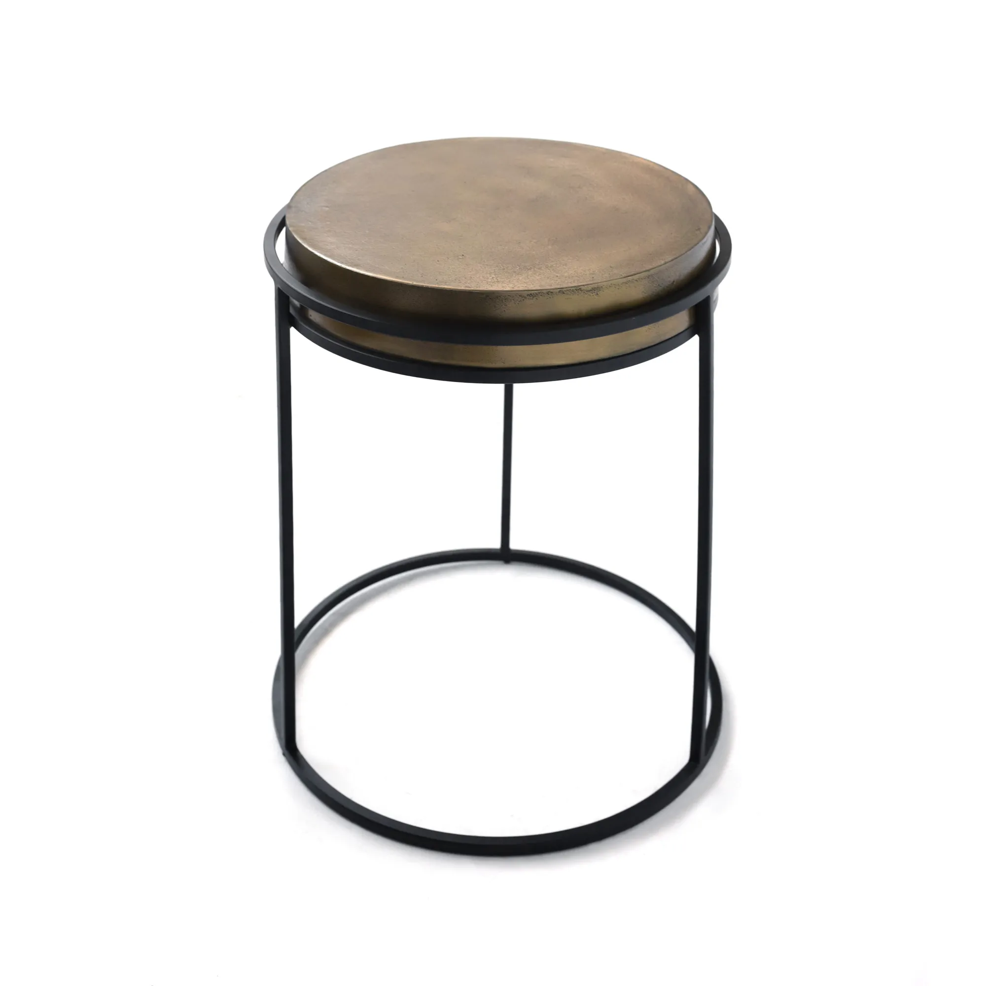 Beistelltisch aus Gusseisen L, messing antik, Ø 49 cm, H 59 cm