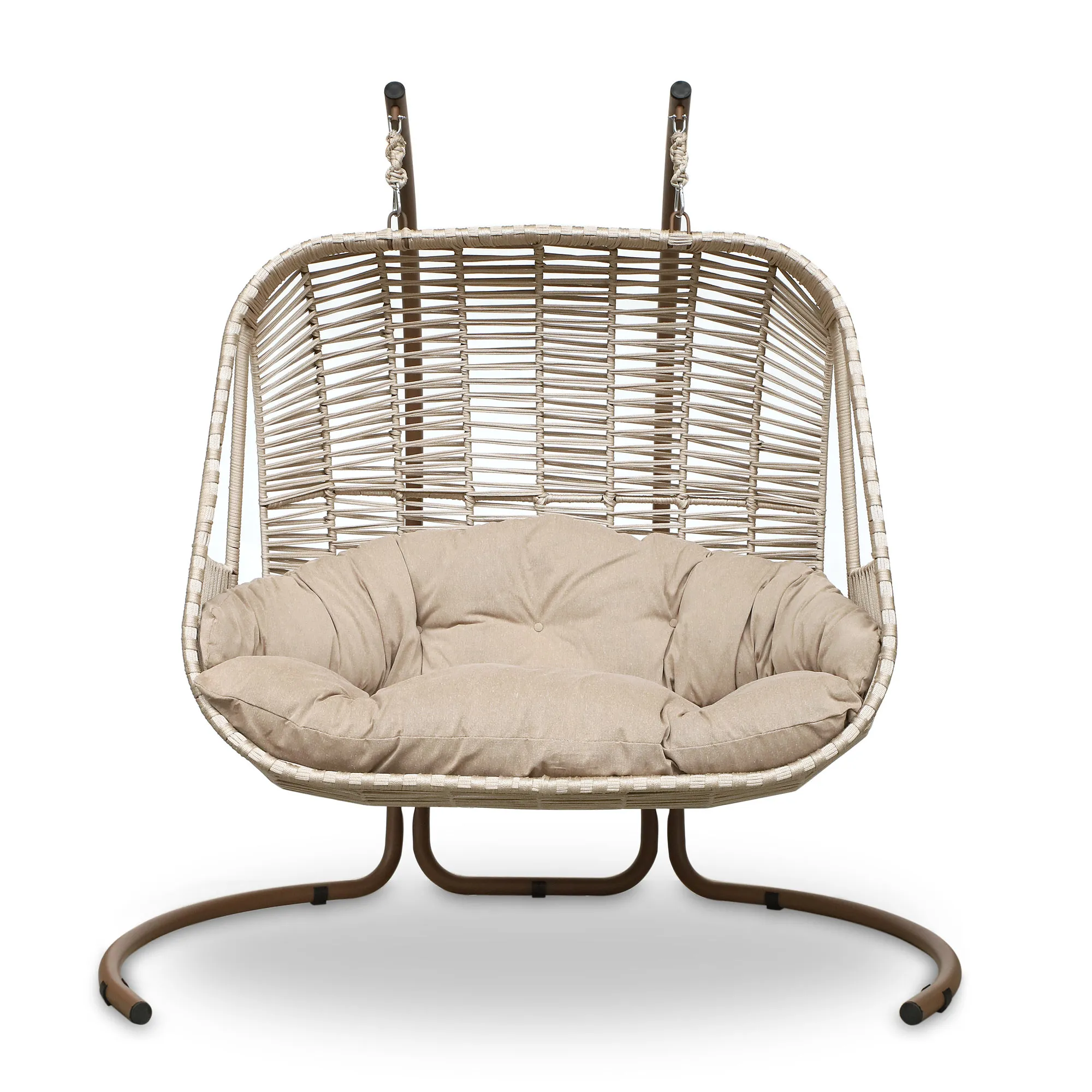 2er-Hängesessel 'Twindler', creme, braun, H 200 cm, B 148 cm, L 120 cm