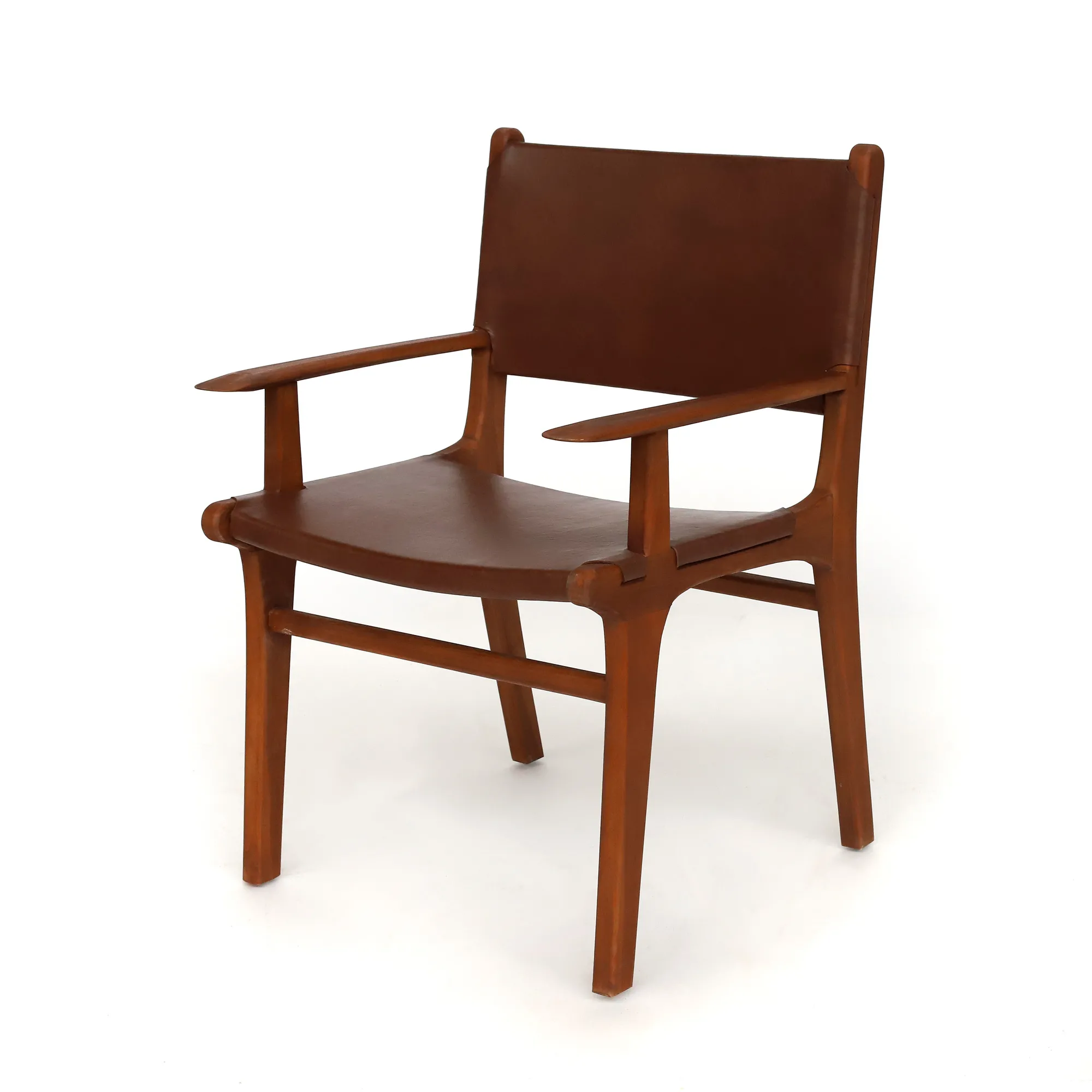 Stuhl 'Darfa', Teak und Leder, B 62 cm, H 86 cm, L 59 cm