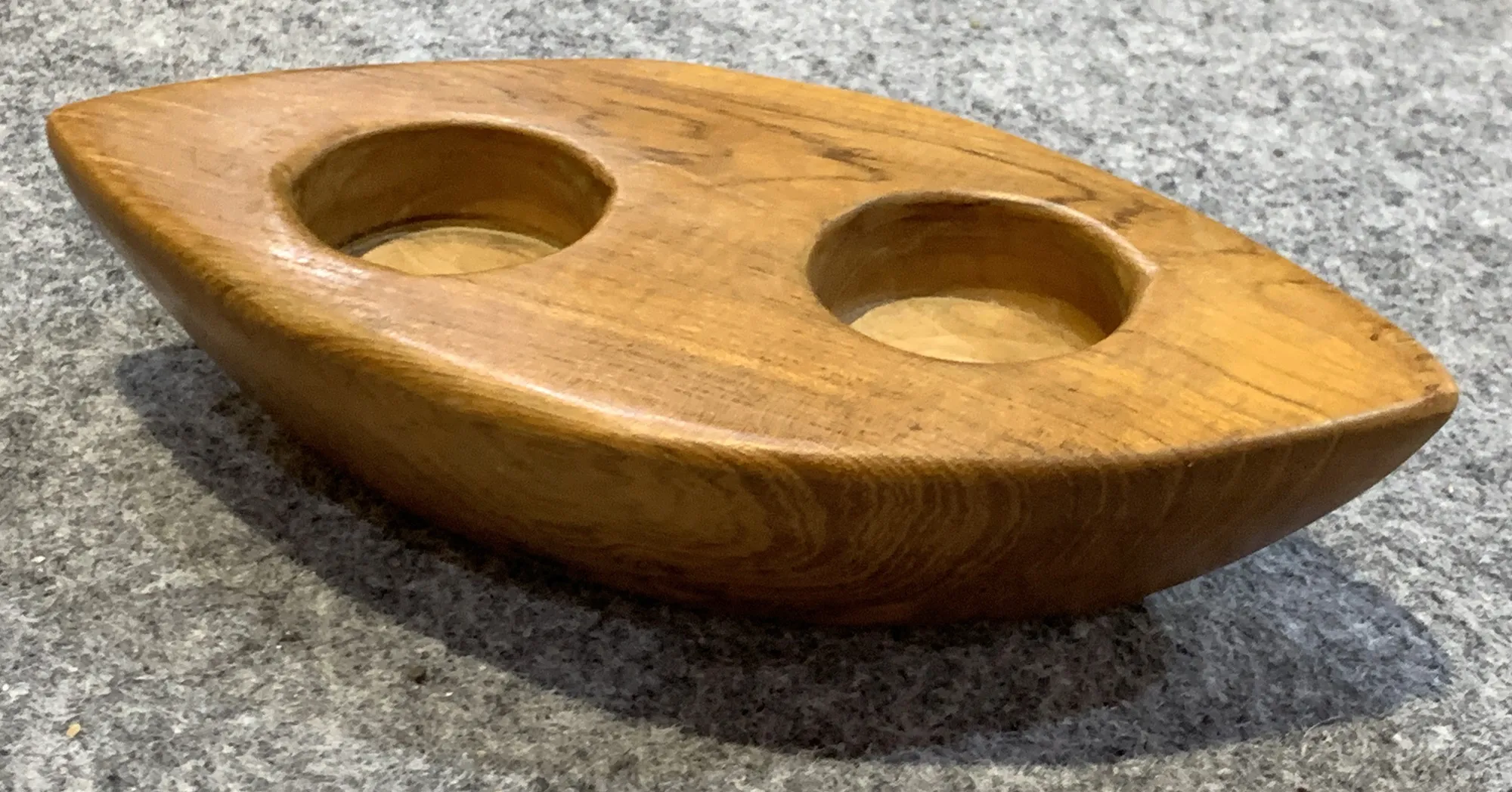 2er Teelichthalter aus Teak, natur, B 20 cm, L 10 cm, H 4,5 cm