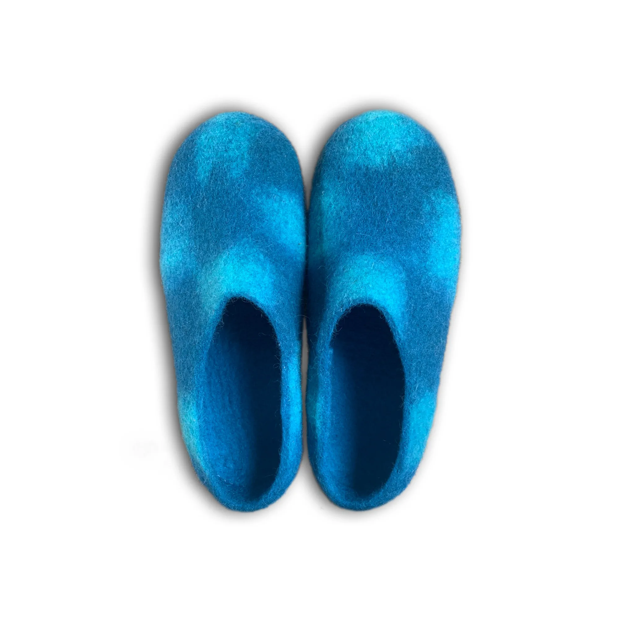 Filz-Hausschuhe 'Batik' blau, in 3 Größen