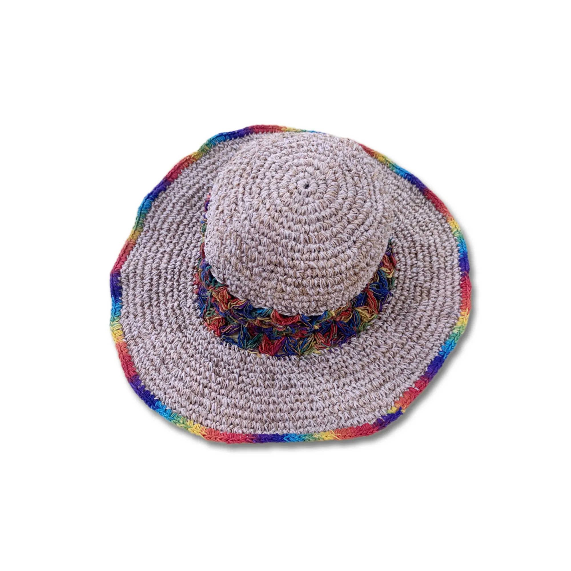 Sommerhut natur-multicolor, aus Hanf und Baumwolle