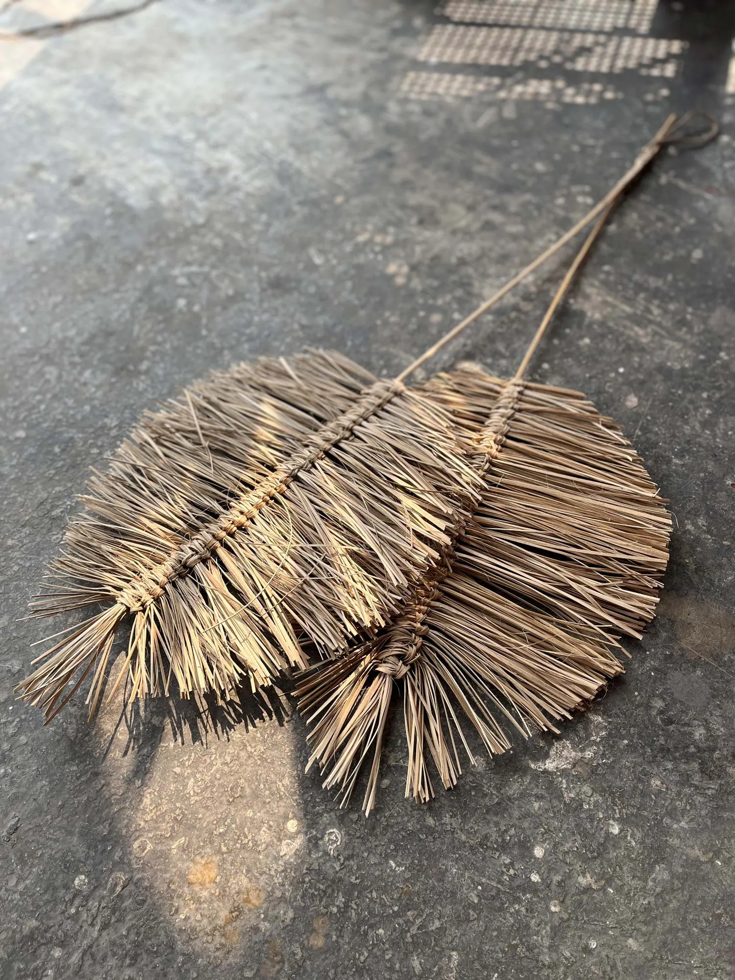 Rattan-Palmwedel-Duo, H 90 cm