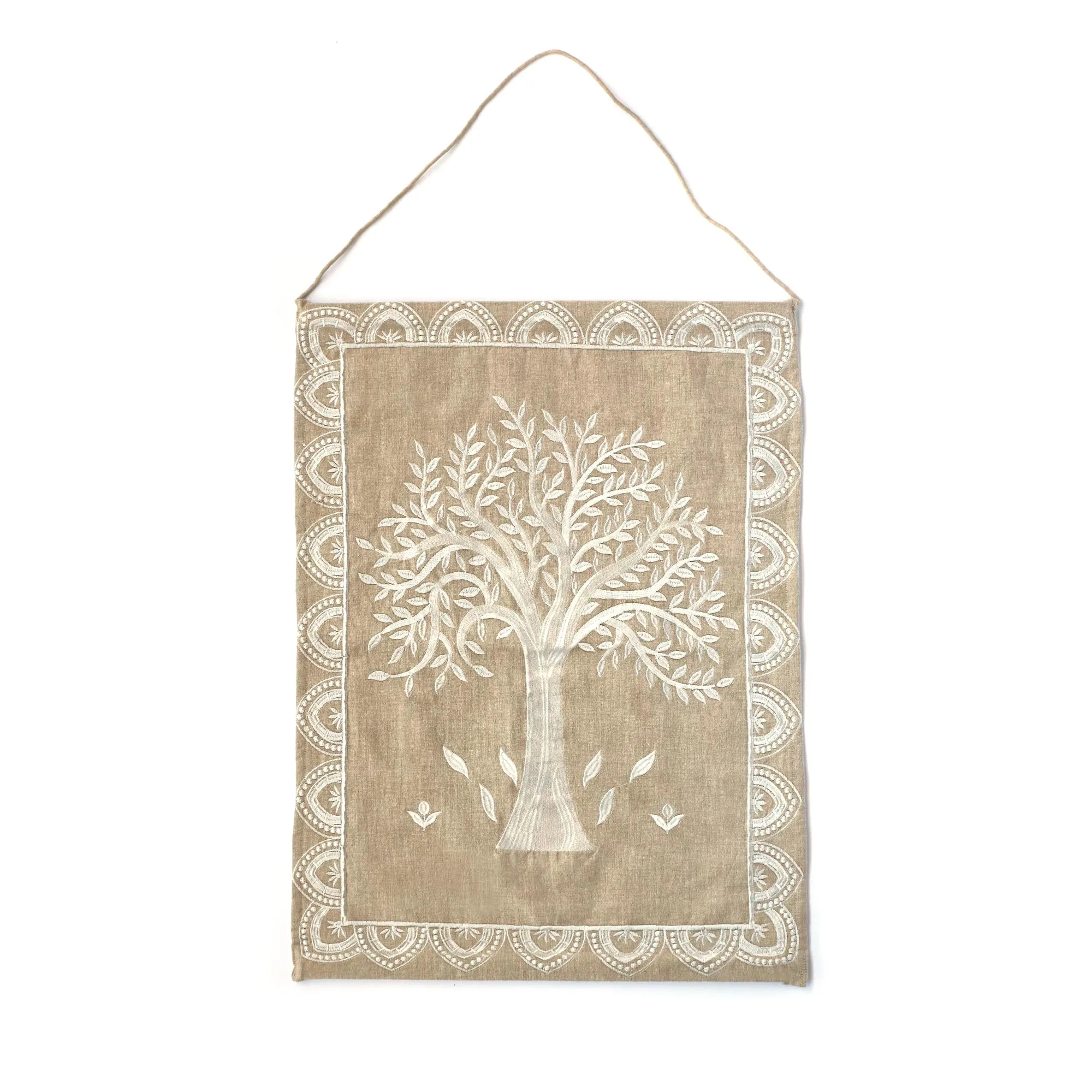 Wandteppich 'Baum', beige, weiß, B 50 cm, H 70 cm