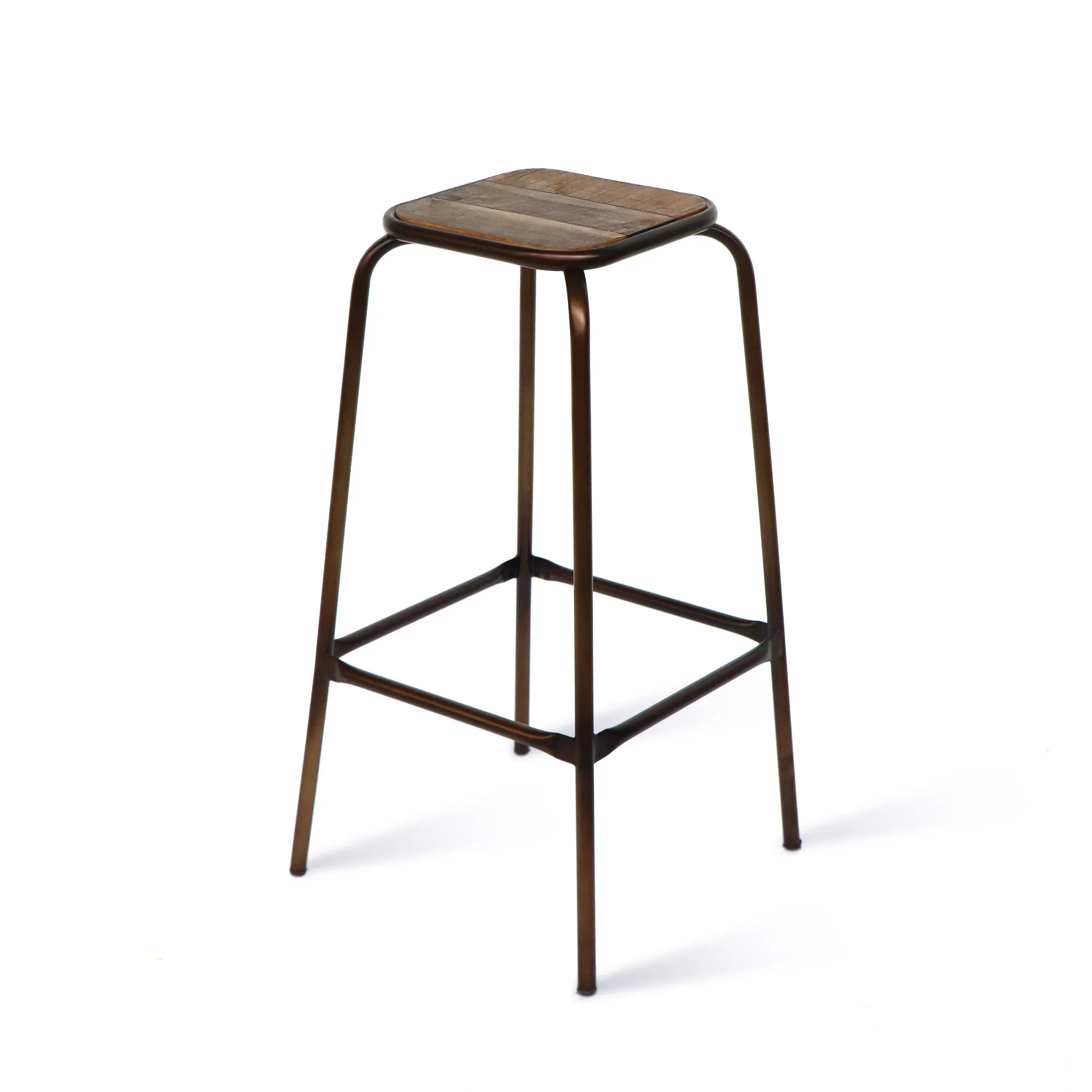 Barhocker 'Torben', Eisen, recyceltes Holz, H 75 cm, B 42 cm, L 42 cm