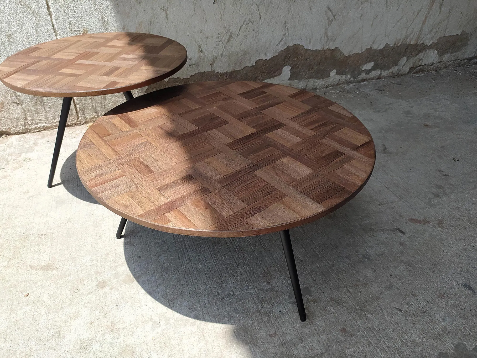 2er Set Kaffeetisch 'Ginger', natur, anthrazit