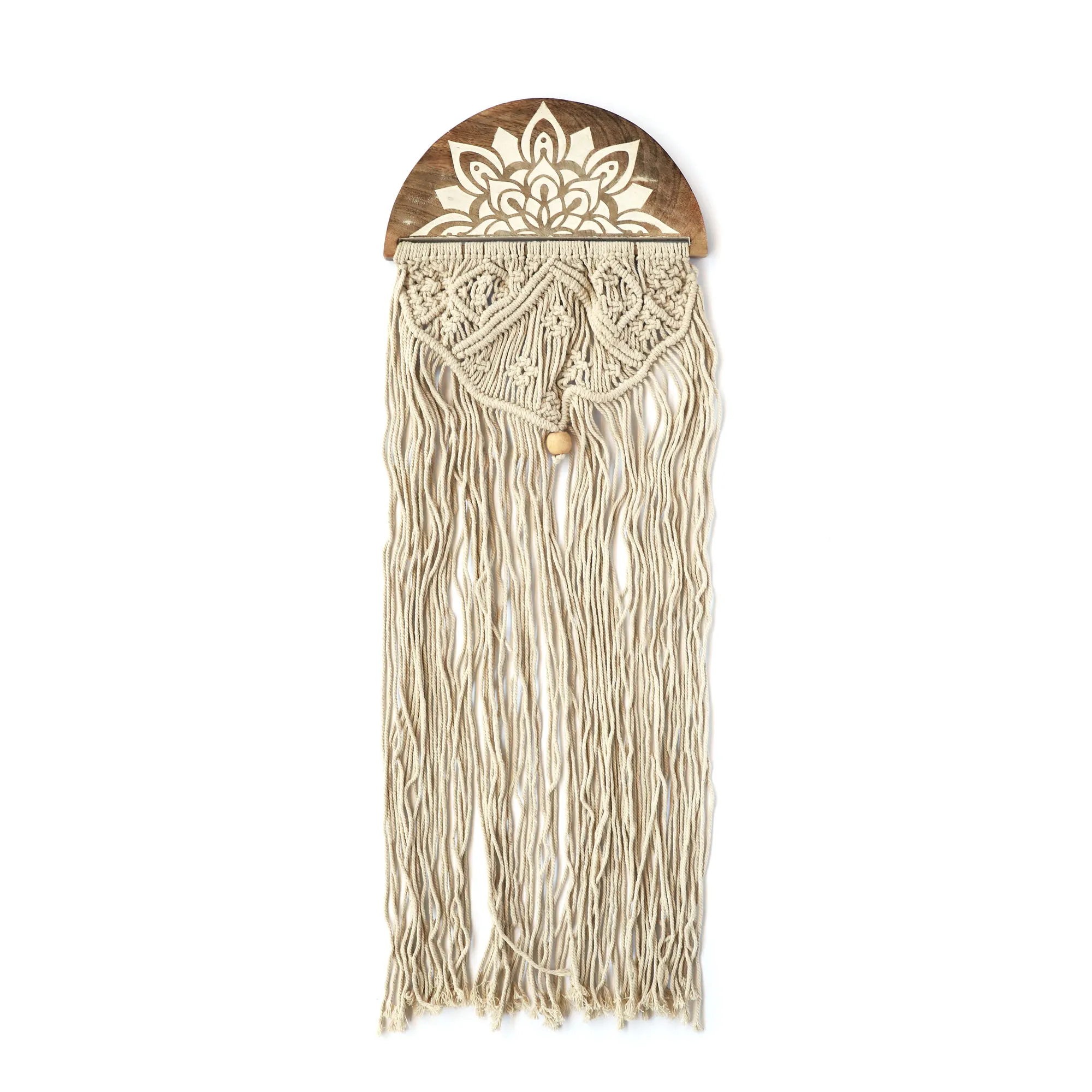 Wandschmuck 'Lotus' mit Makramee, H 92 cm, B 29 cm