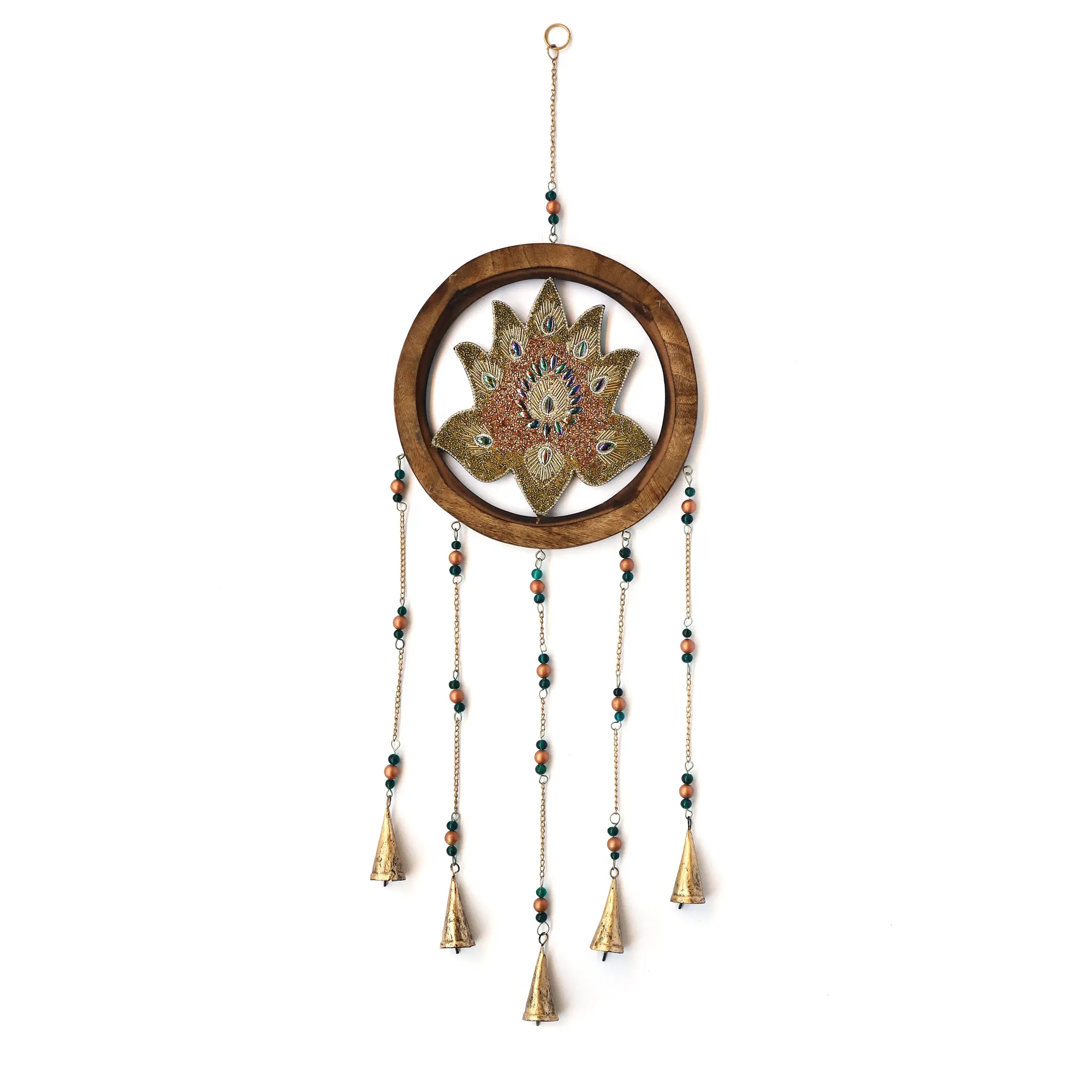 Wandschmuck 'Lotus' mit Glöckchen, H 73 cm, B 29 cm, L 1,6 cm