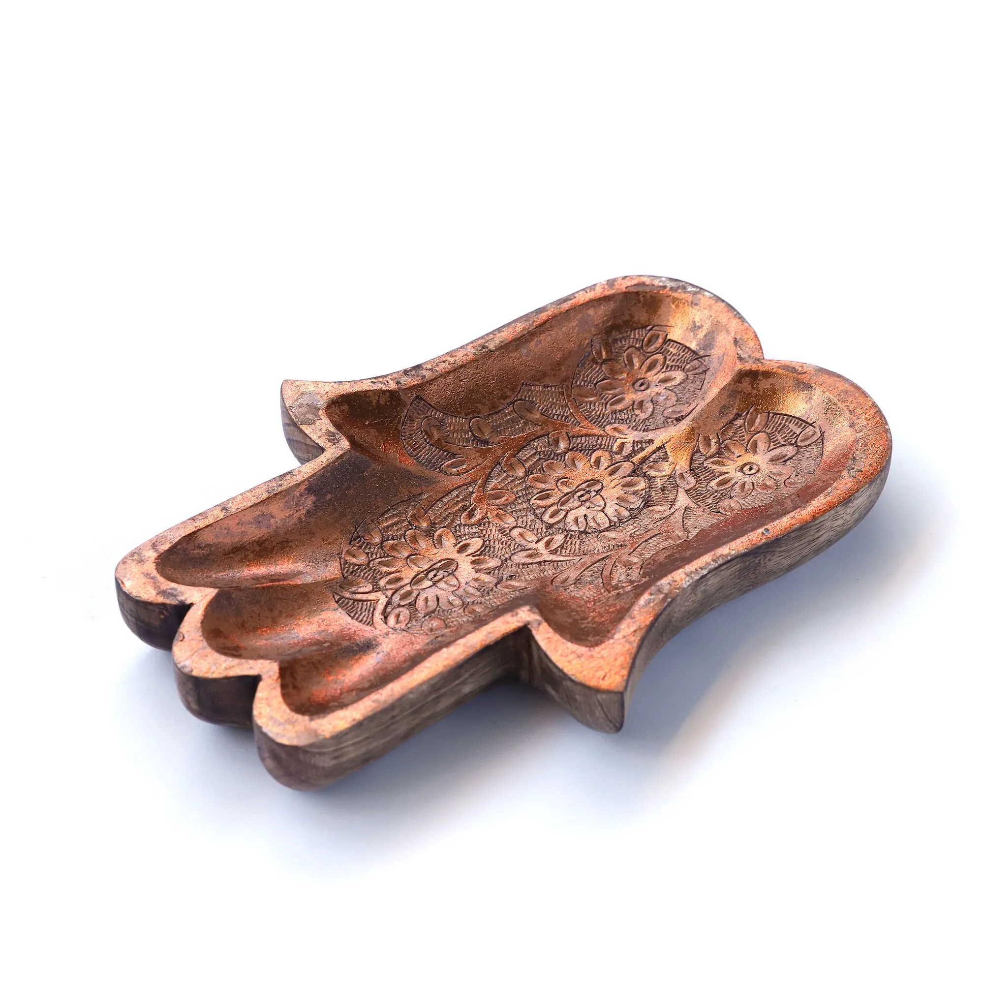 Ablage 'Fatima-Hand', aus Mangoholz, kupfer, B 30 cm, L 23 cm, H 4 cm