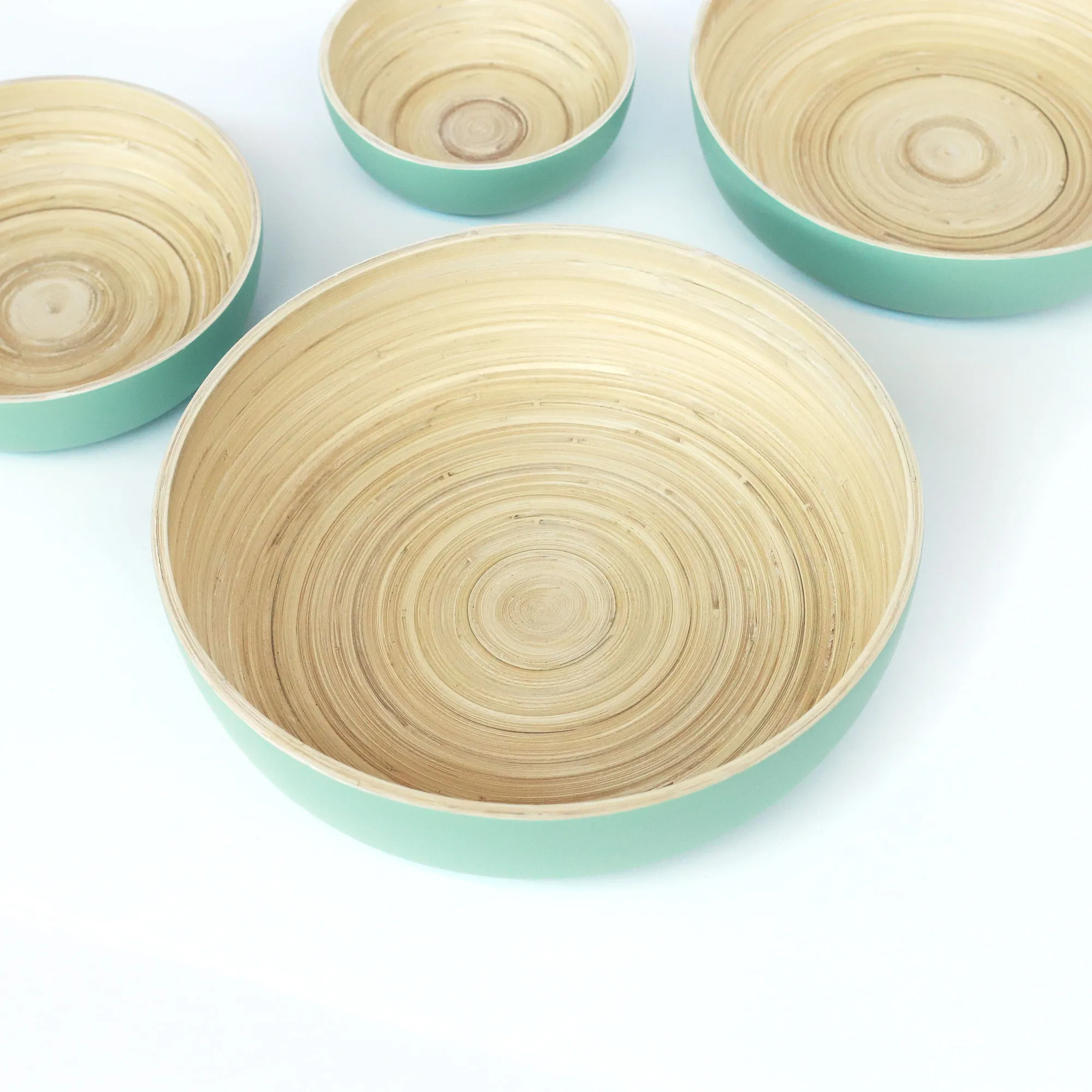4er-Set Bambus-Schalen mintgrün