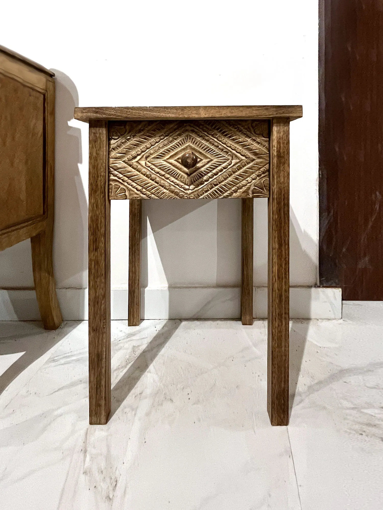 Beistelltisch 'Critesse' mit Schublade, Mangoholz, H 62 cm, B 45 cm, L 37 cm