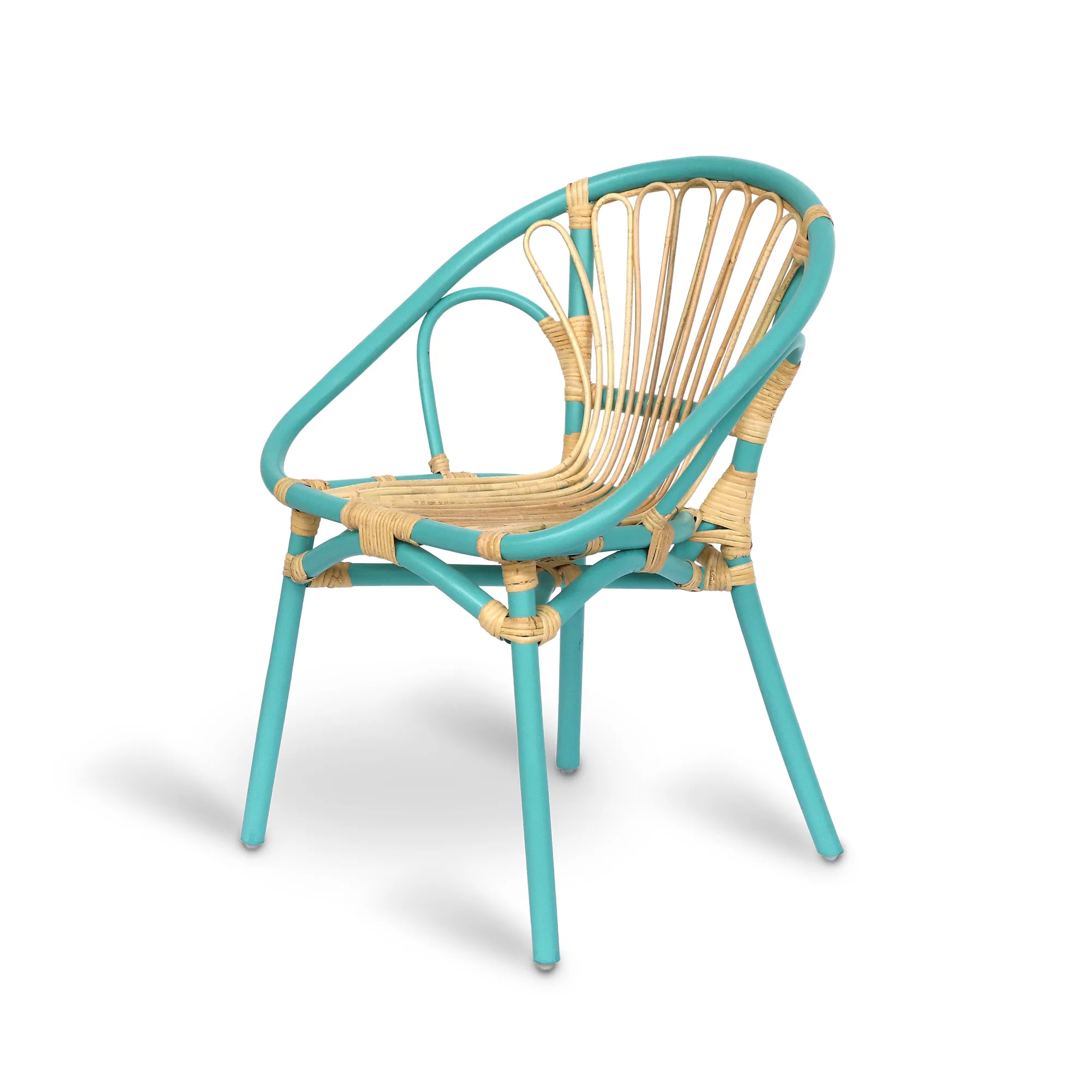 Rattan-Stuhl 'Clair', türkis, natur, B 57 cm, H 80 cm, L 54 cm