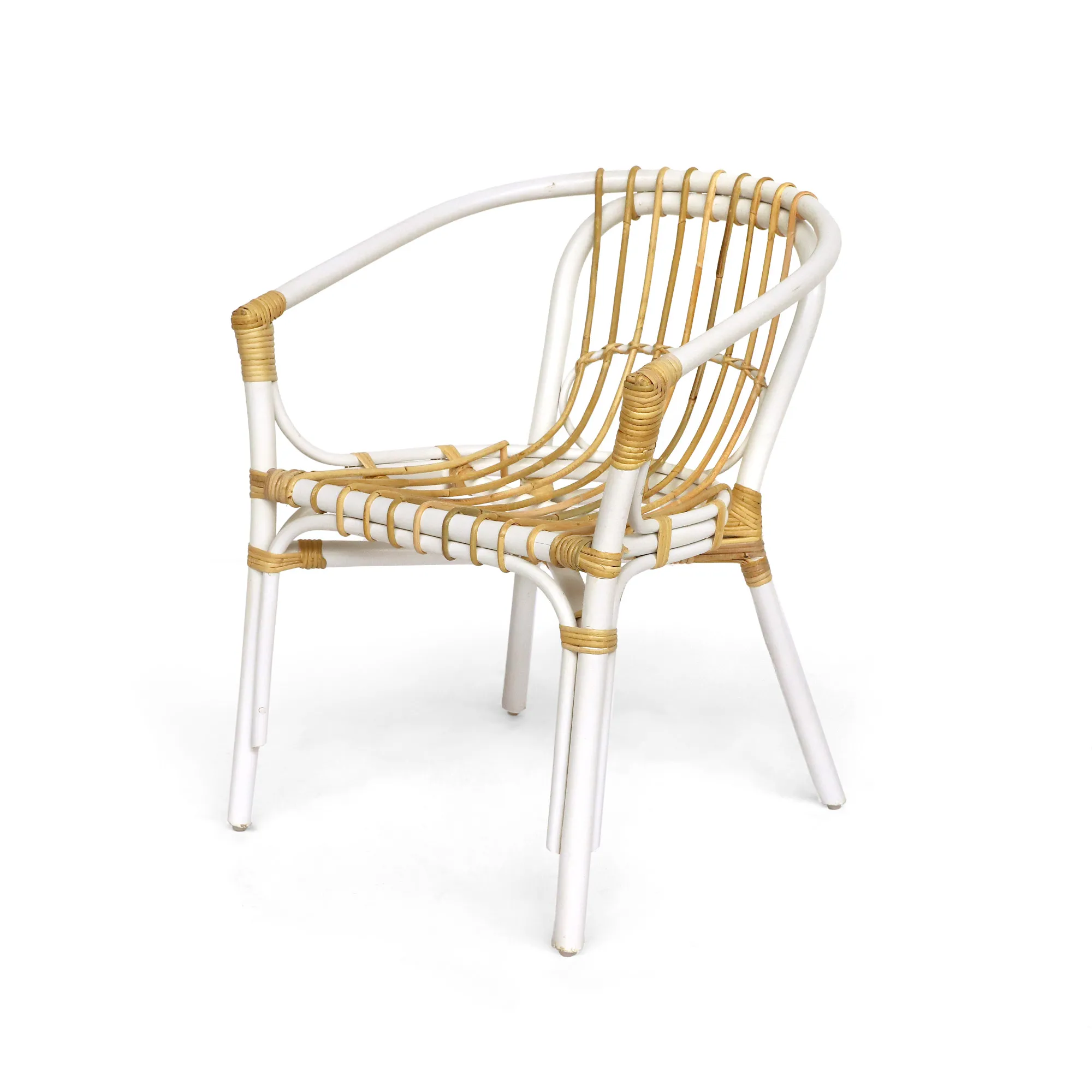 Rattan-Armsessel 'Pivot', weiß, natur, B 57 cm, H 94 cm, L 59 cm
