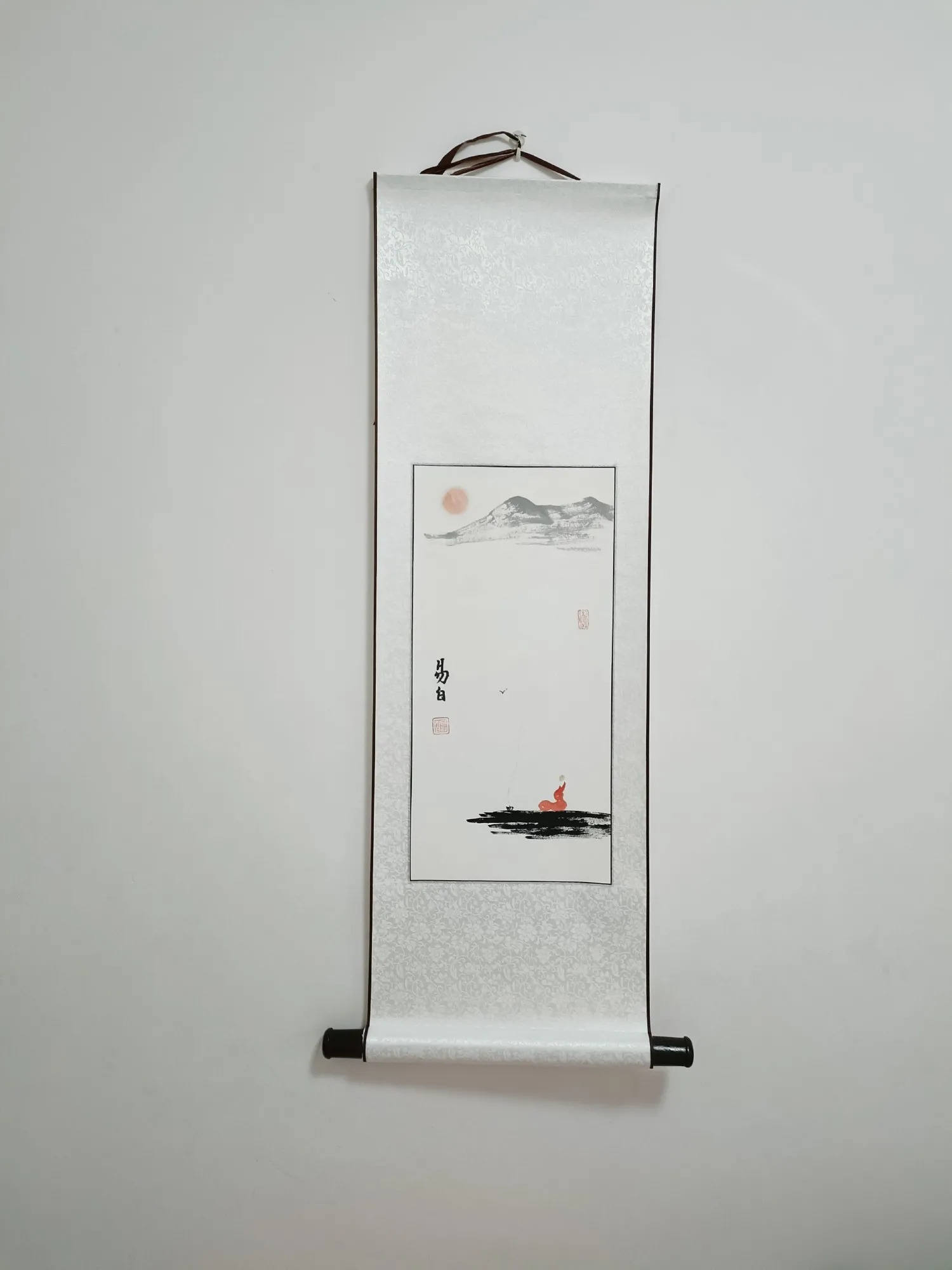 Rollbild 'Meditation', handgemalt, H 90 cm, B 30 cm