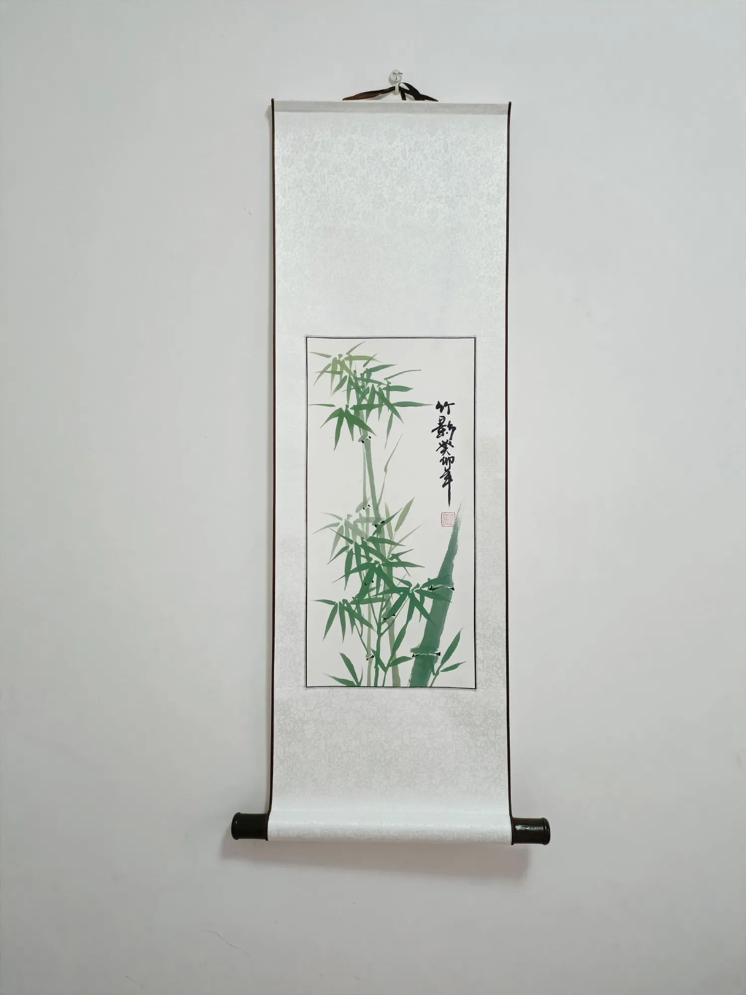 Rollbild 'Bambus', handgemalt, H 90 cm, B 30 cm