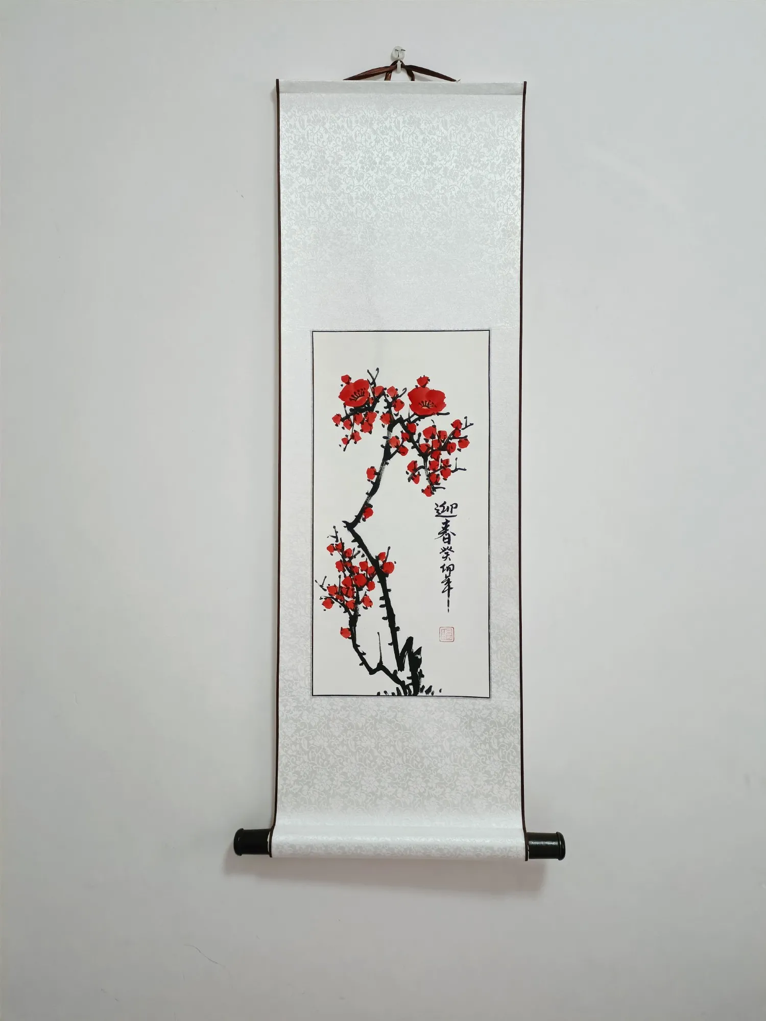 Rollbild 'Winterweide', handgemalt, H 90 cm, B 30 cm