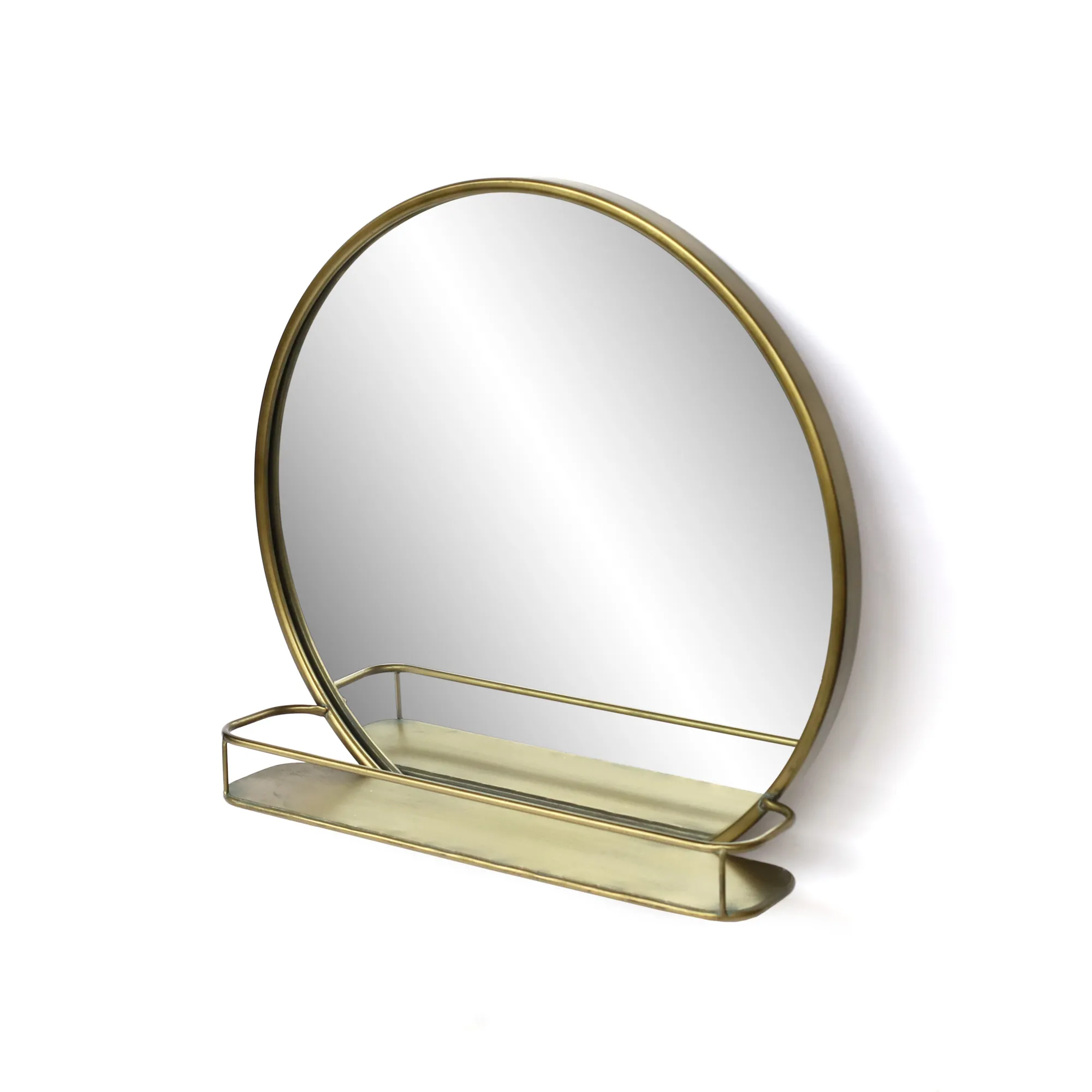 Wandspiegel rund mit Ablage, gold, Ø 60 cm, L 14,5 cm