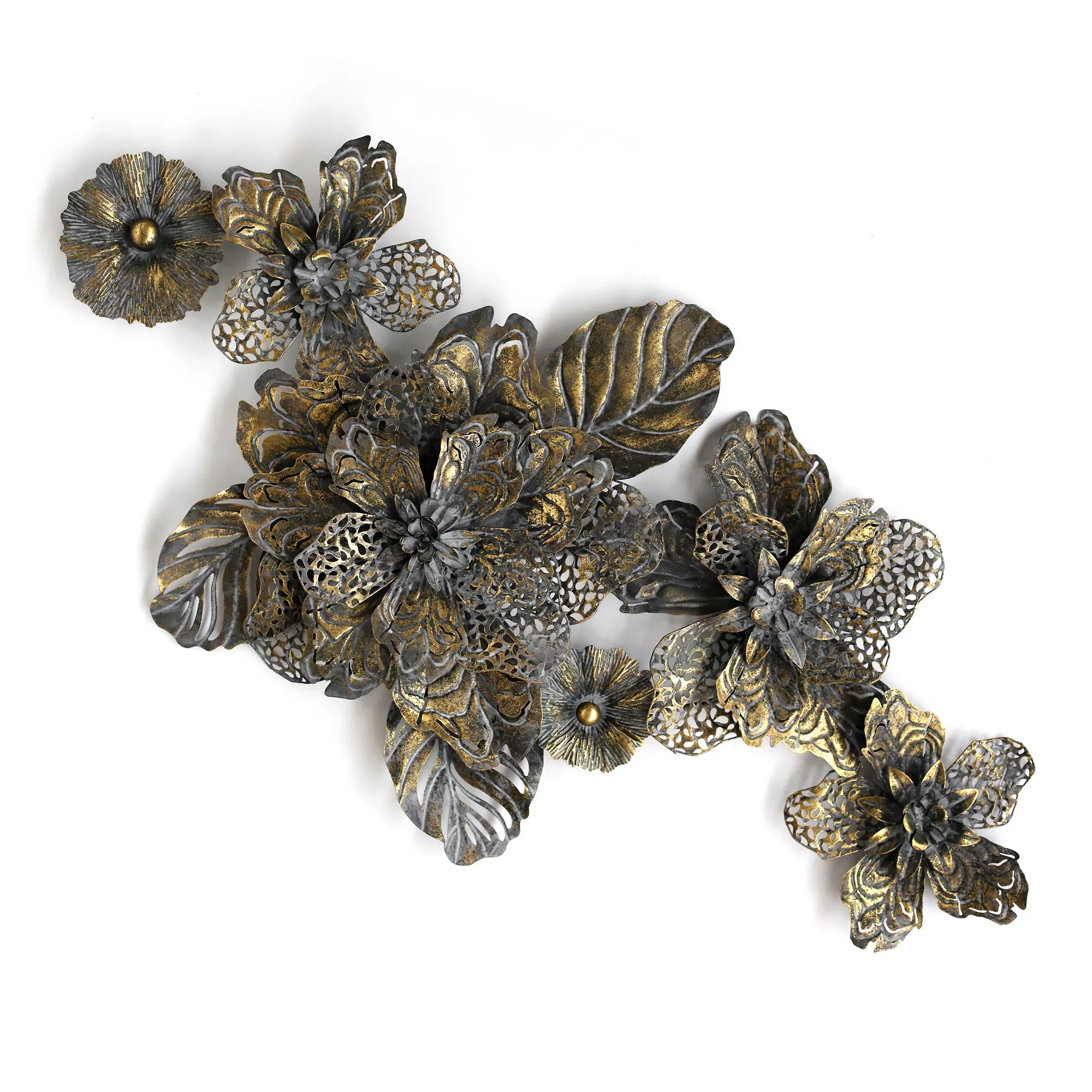 Wandskulptur 'Madtia', antik gold, B 142 cm, H 77 cm, L 16 cm