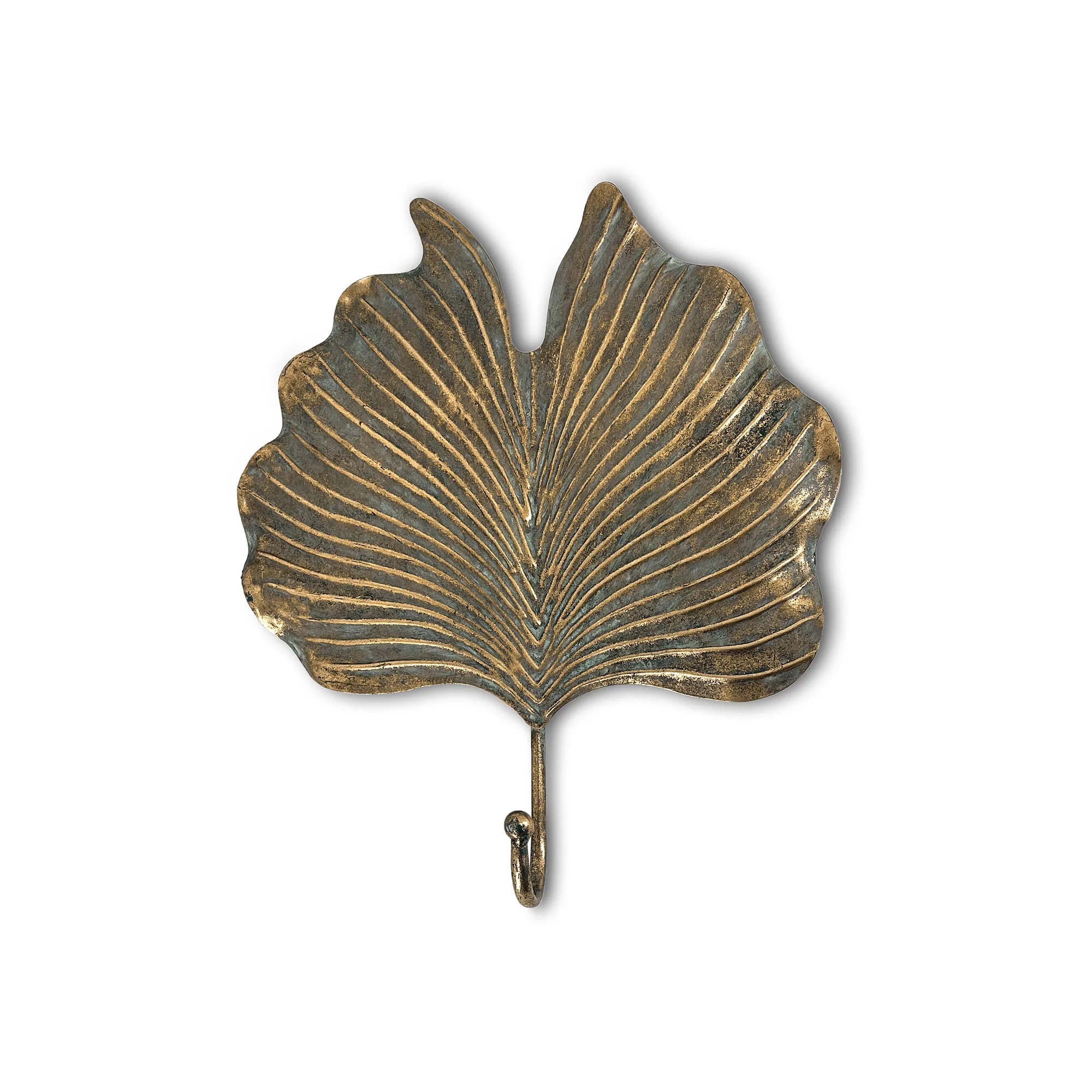 Wandhaken 'Gingkoblatt', antik kupfer, H 43,5 cm, B 37 cm, L 7,5 cm