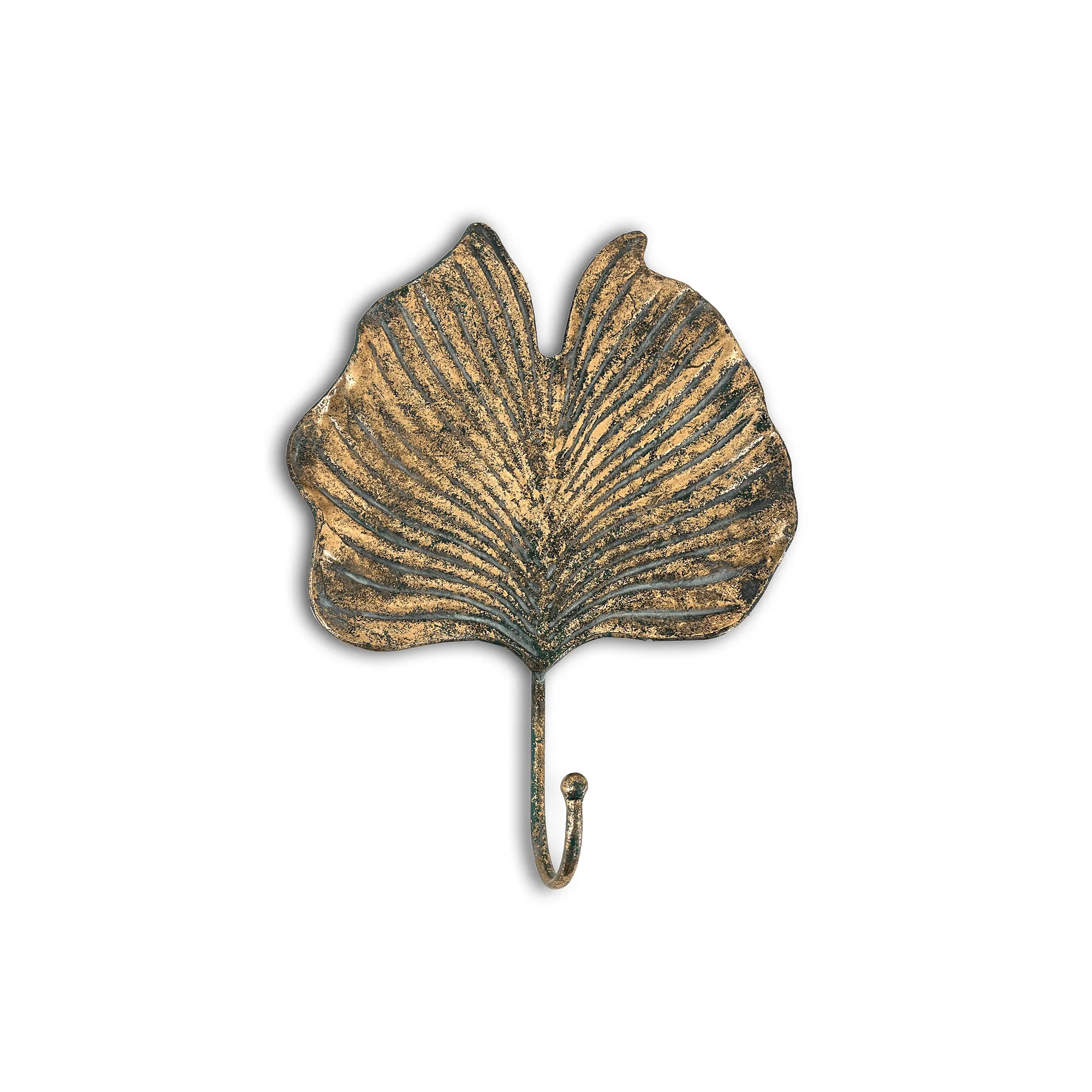 Wandhaken 'Gingkoblatt', antik kupfer, H 37 cm, B 29 cm, L 7 cm