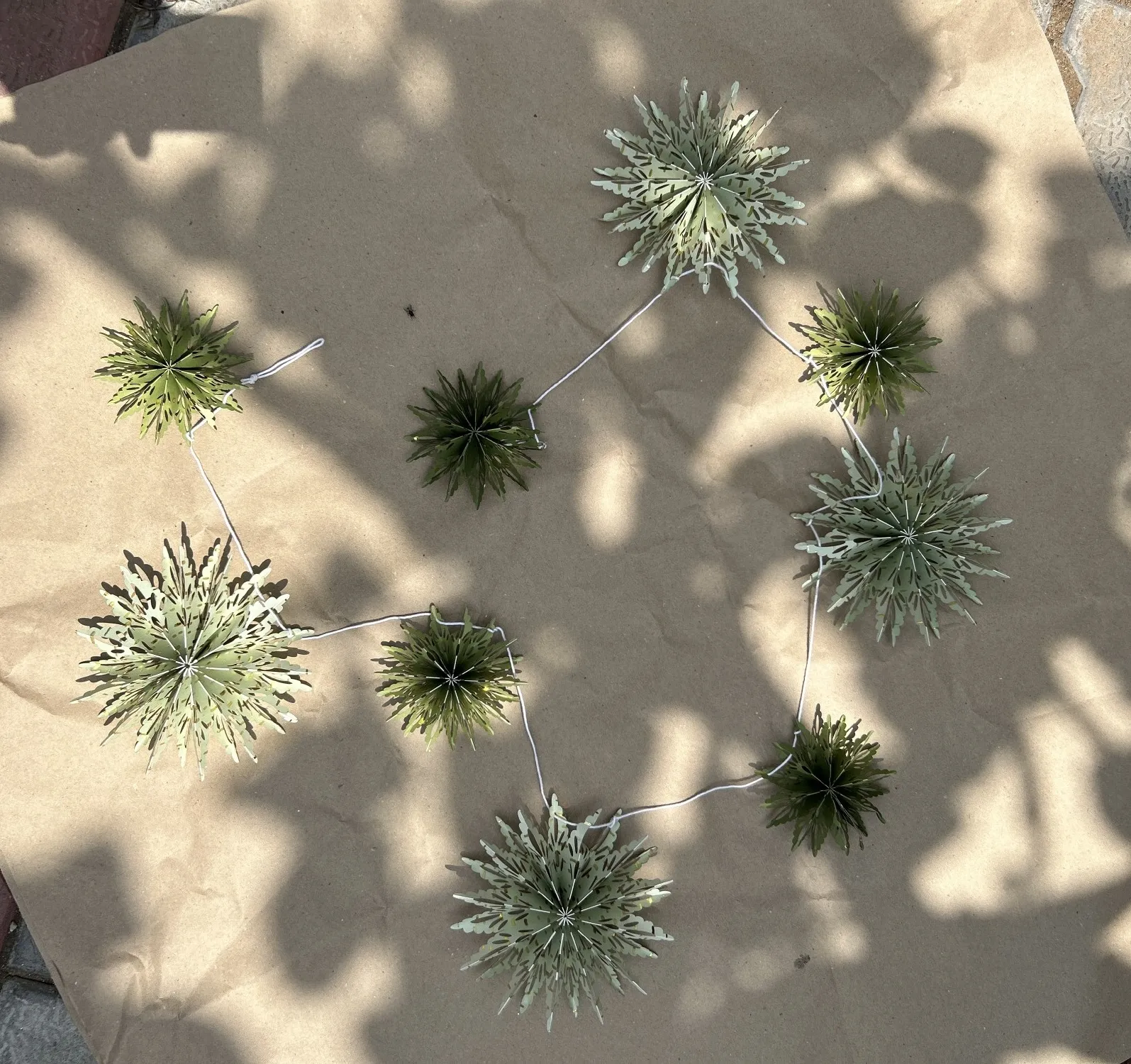 Girlande aus Papiersternen, grün, L 150 cm