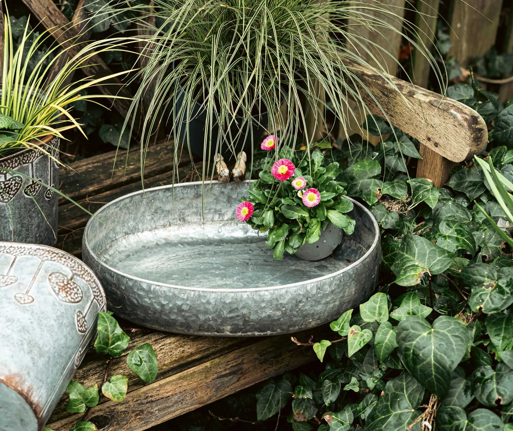 3er-Set Zinkbehälter '2 Vögel'