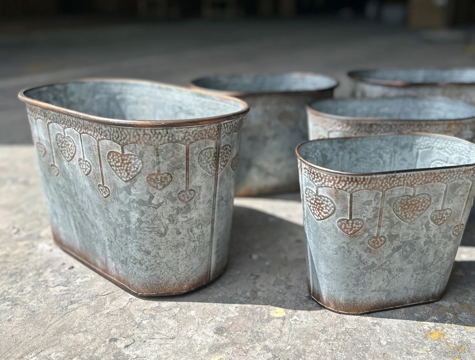 5er-Set Zinkbehälter 'Herz'