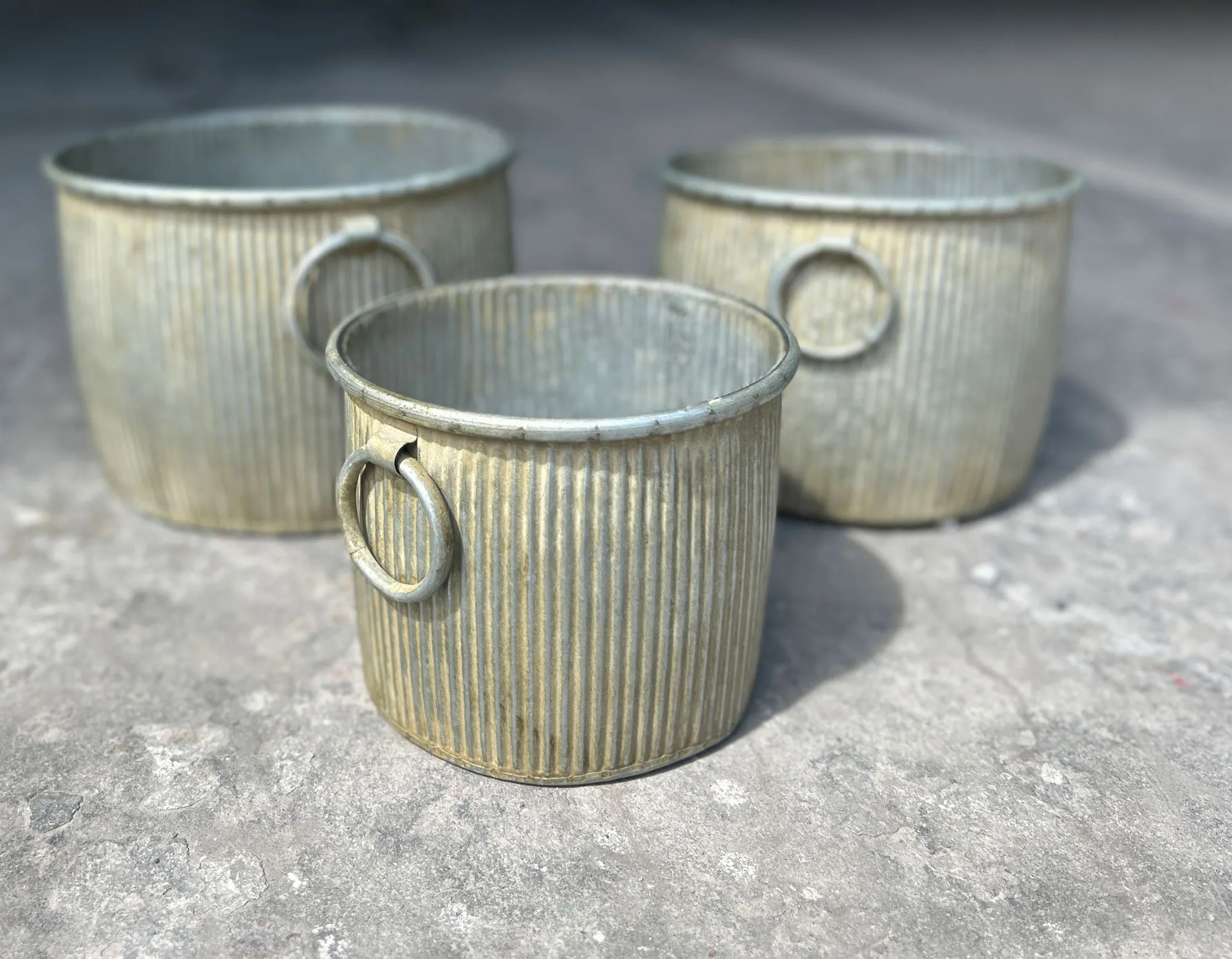 3er-Set Zinkkorb rund