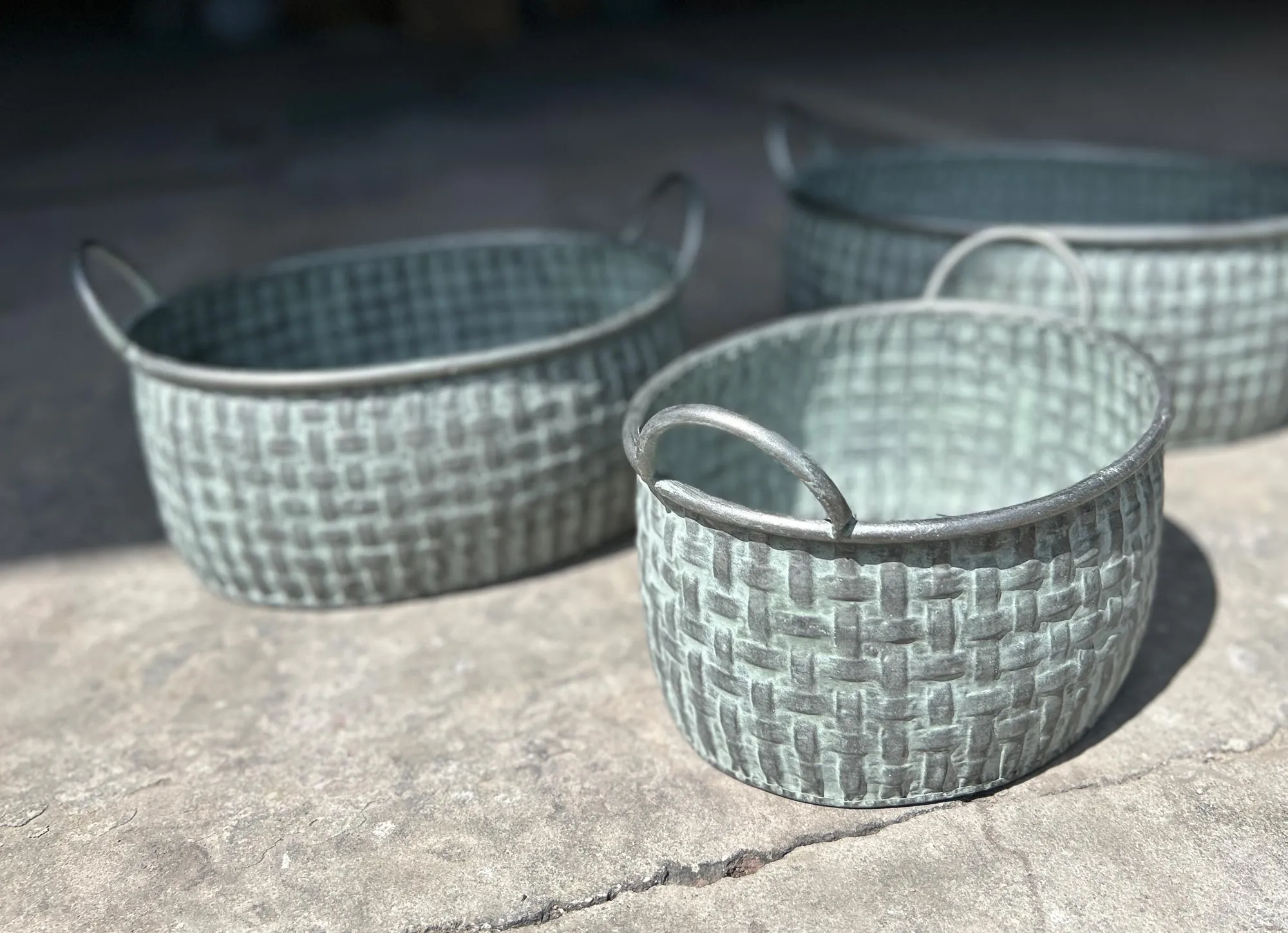 3er-Set Zinkkorb oval