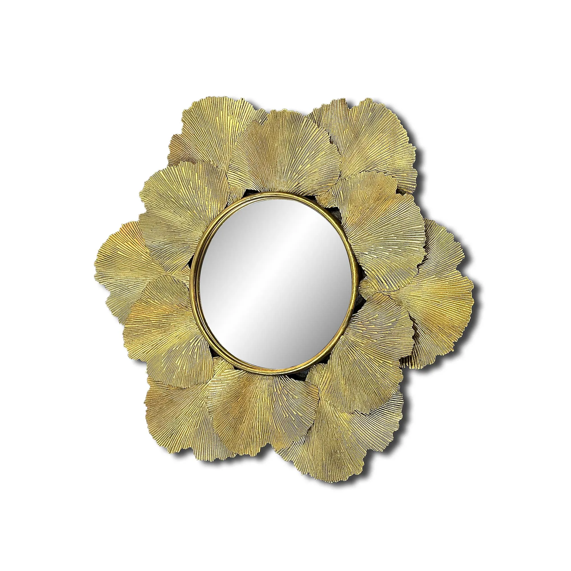 Wandspiegel 'Blätter', gold, Ø 80 cm, L 7 cm