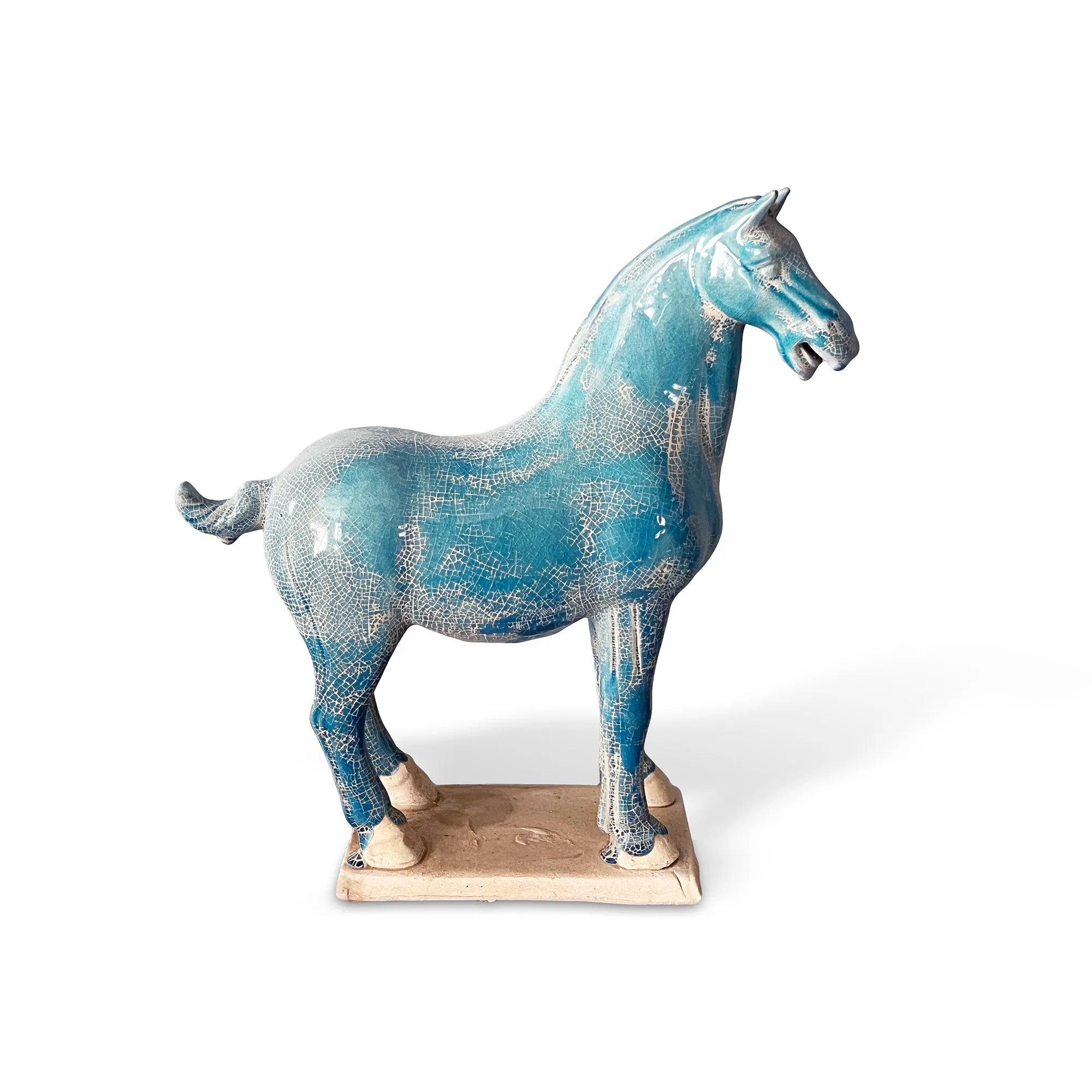 Keramikpferd 'Tang Dynastie', blau, L 26 cm, H 27 cm, B 9 cm