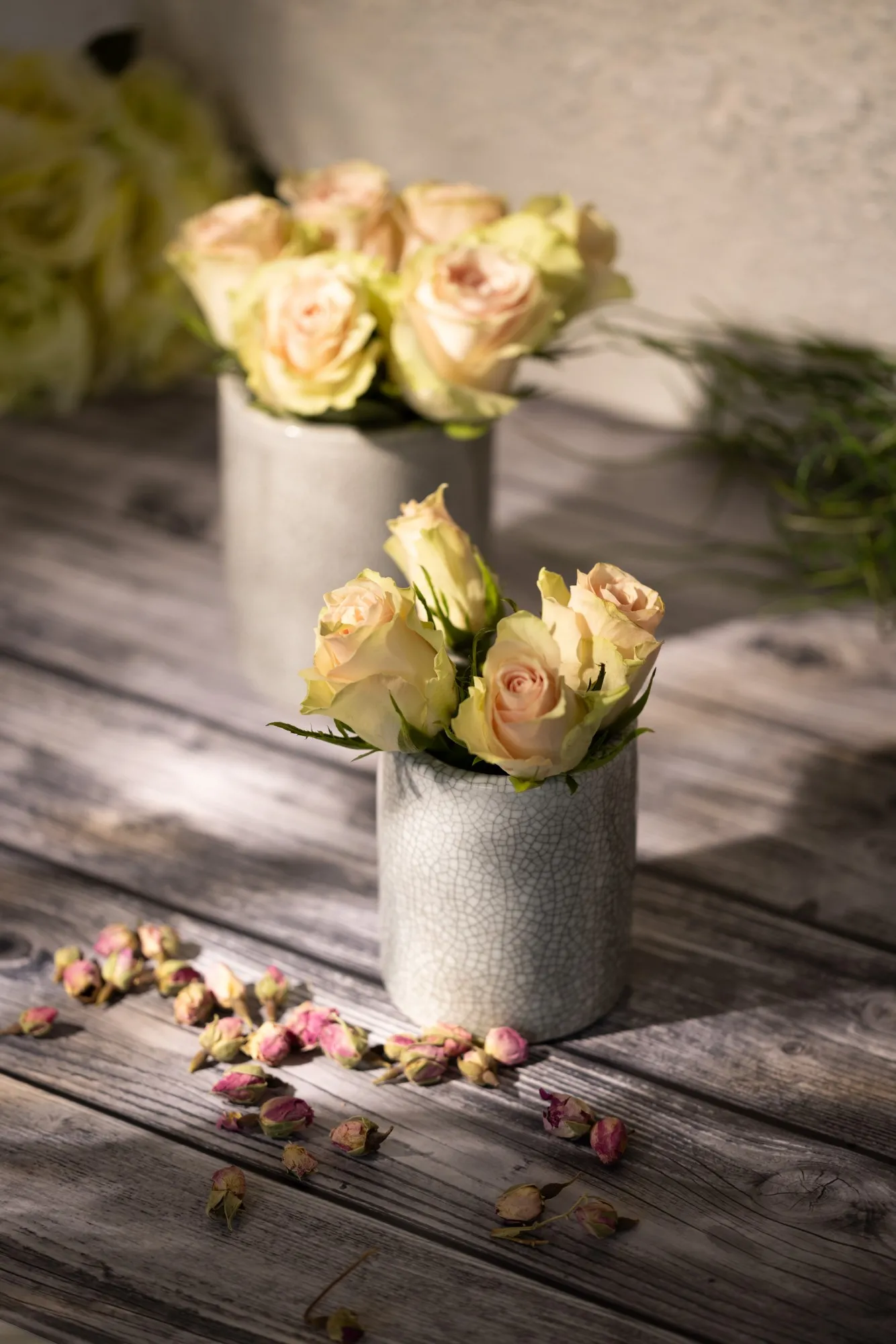 Keramikvase 'Craquelé', grau, Ø 8,5 cm, H 11 cm