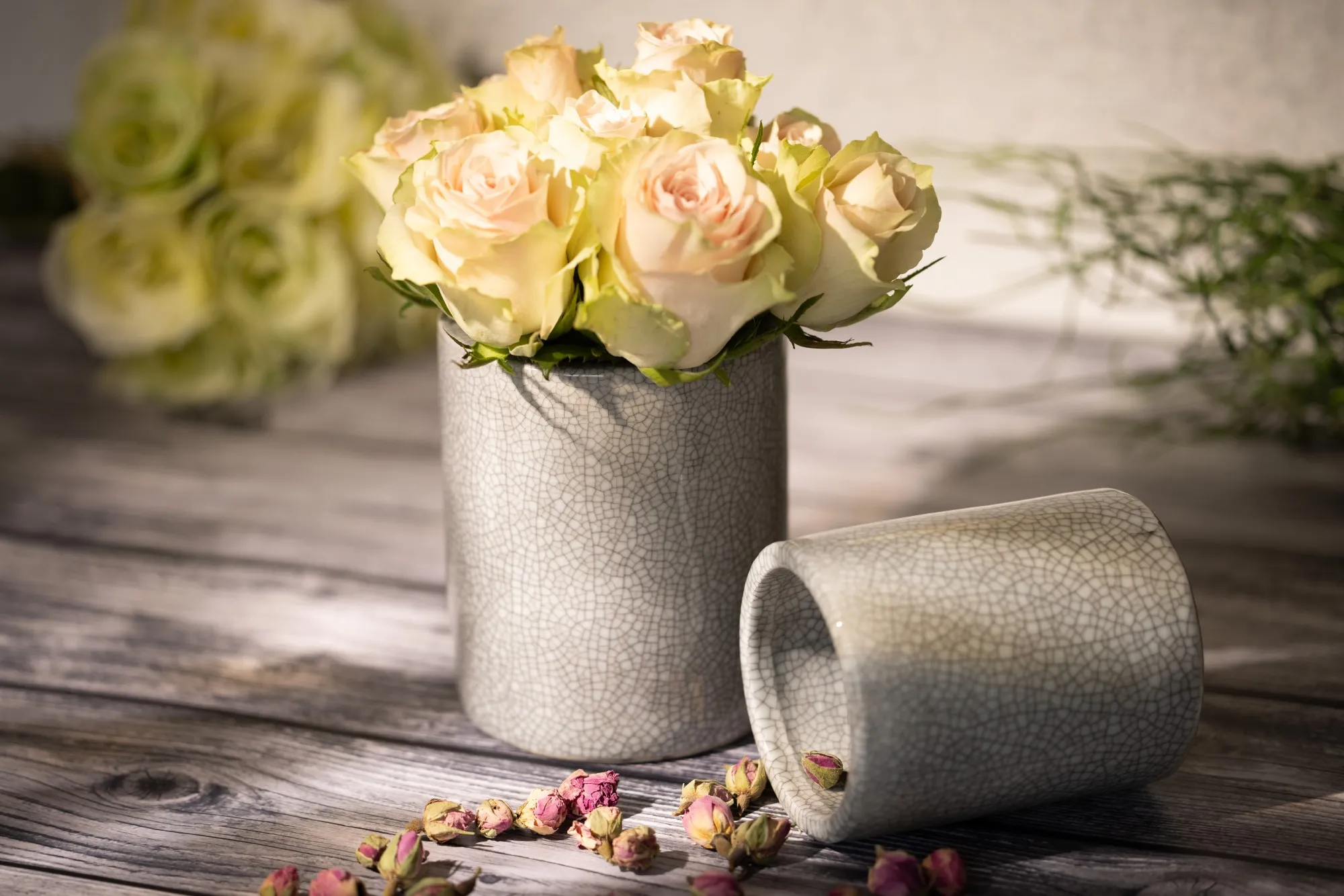 Keramikvase 'Craquelé', grau, Ø 10 cm, H 13 cm