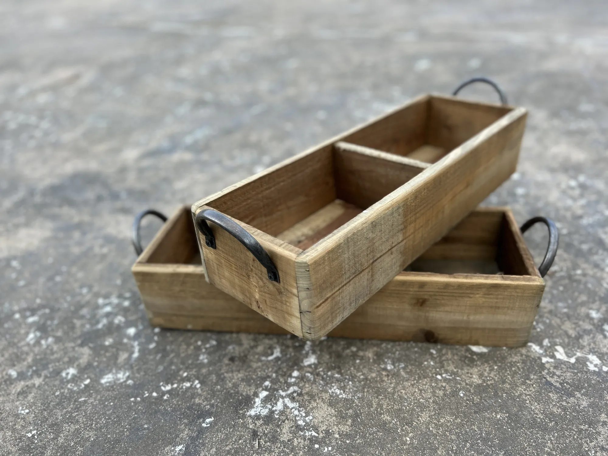 Twin-Kasten, recyceltes Kiefernholz, B 48 cm, L 17 cm, H 10 cm