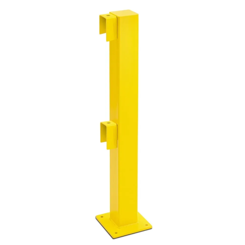Standpfosten für Rammschutz-Geländer XL-Line | Anfang/Ende | HxBxT 100x20x20cm | Kunststoffbeschichteter Stahl | Gelb