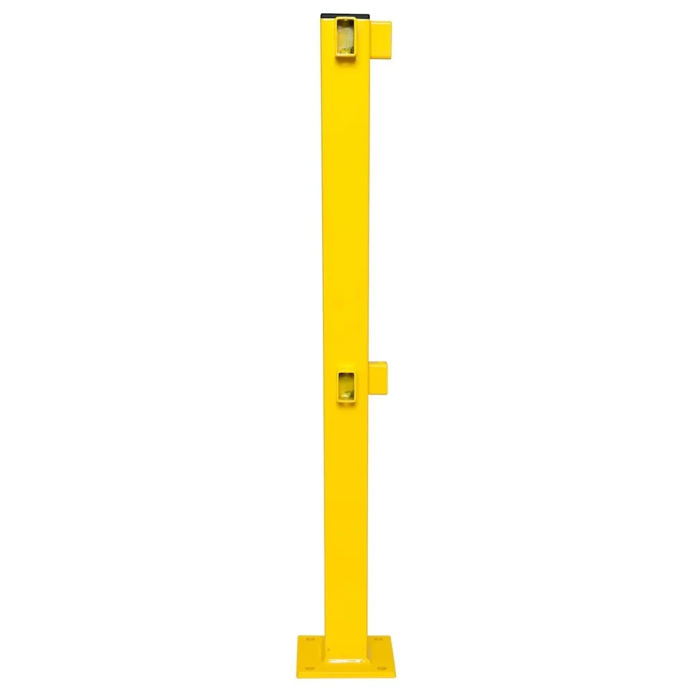 Standpfosten für Rammschutz-Geländer S-Line | Ecke | HxBxT 100x14x16cm | Feuerverzinkter & kunststoffbeschichteter Stahl | Gelb