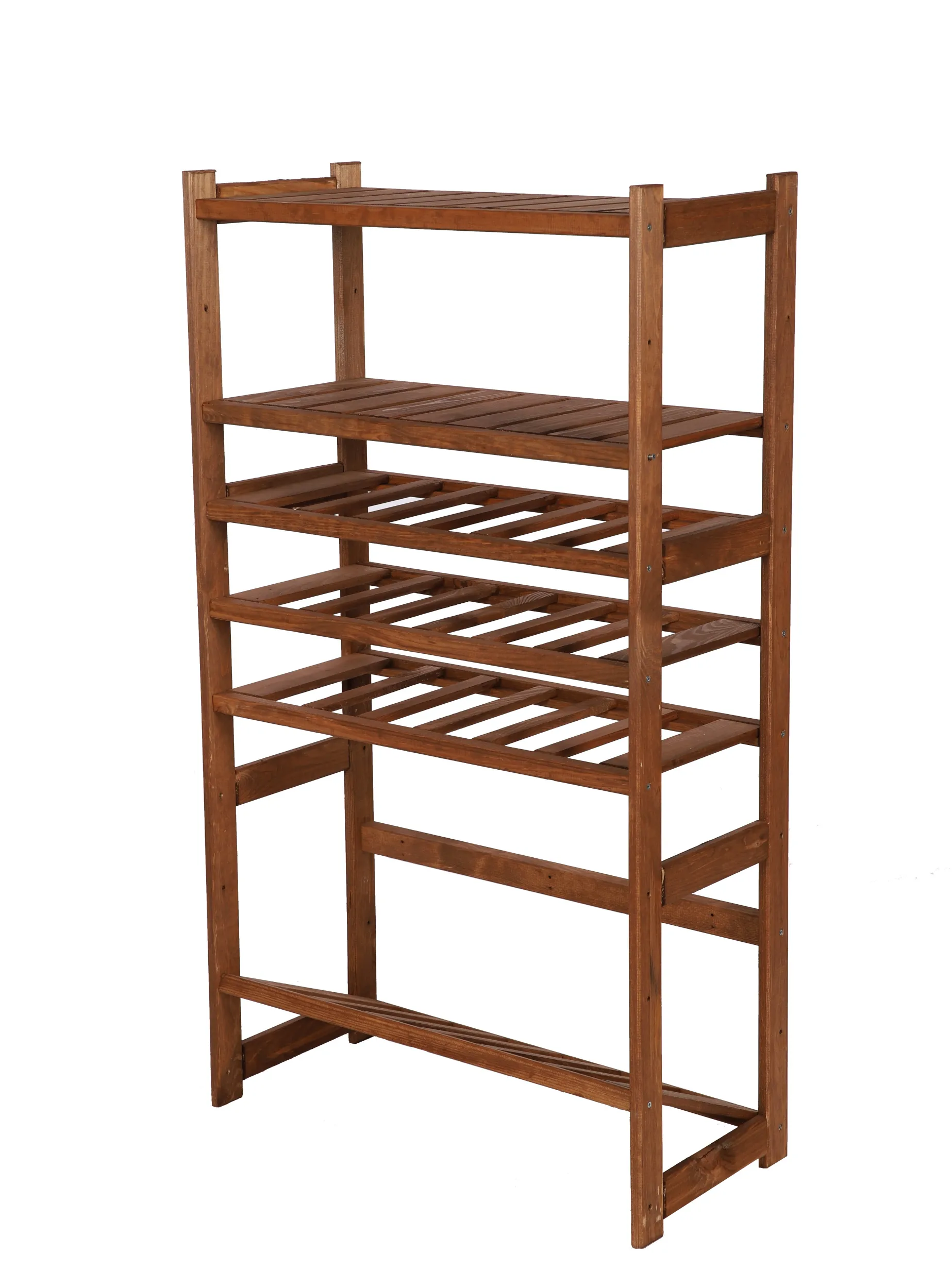 Getränkekisten- & Weinregal SPREEWALD | HxBxT 124x70x33cm | 18 Flaschen auf 3 Ebenen + 1 Ebene für Kisten + 2 Ablagen | Massives Kiefernholz | Braun geölt