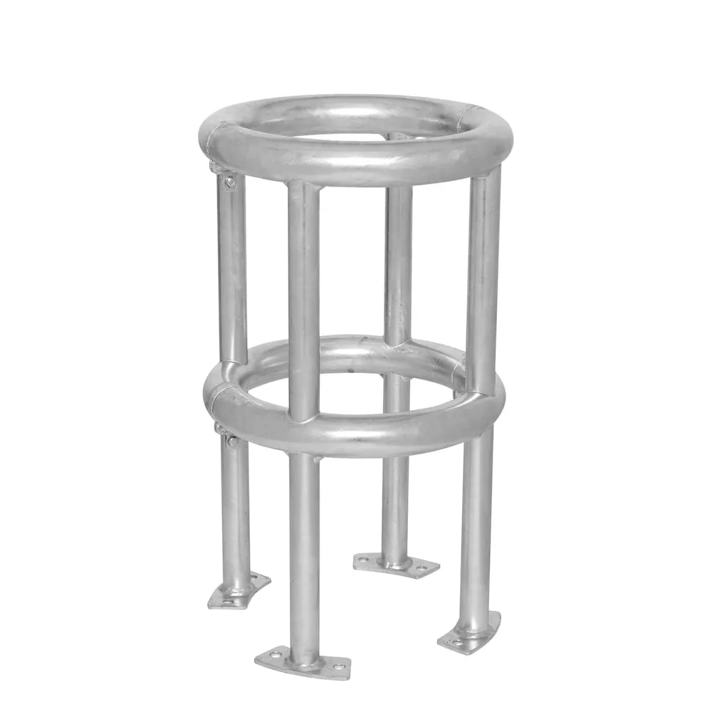 Großer Rohrschutz-Bügel 360° zur Bodenmontage | Innenmaß HxBxT 60x25,4x25,4cm | Feuerverzinkter Stahl | Silber