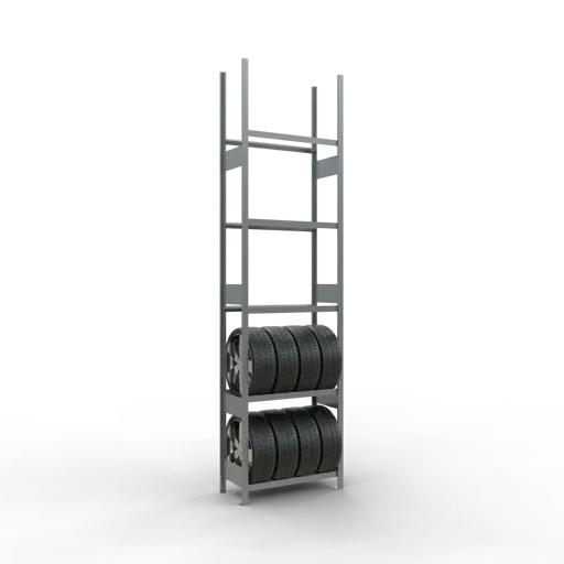 Schulte Reifenregal mit reifenschonenden Traversen | Grundregal | HxBxT 350x90x40cm | 5 Ebenen | Fachlast 150kg | Verzinkt